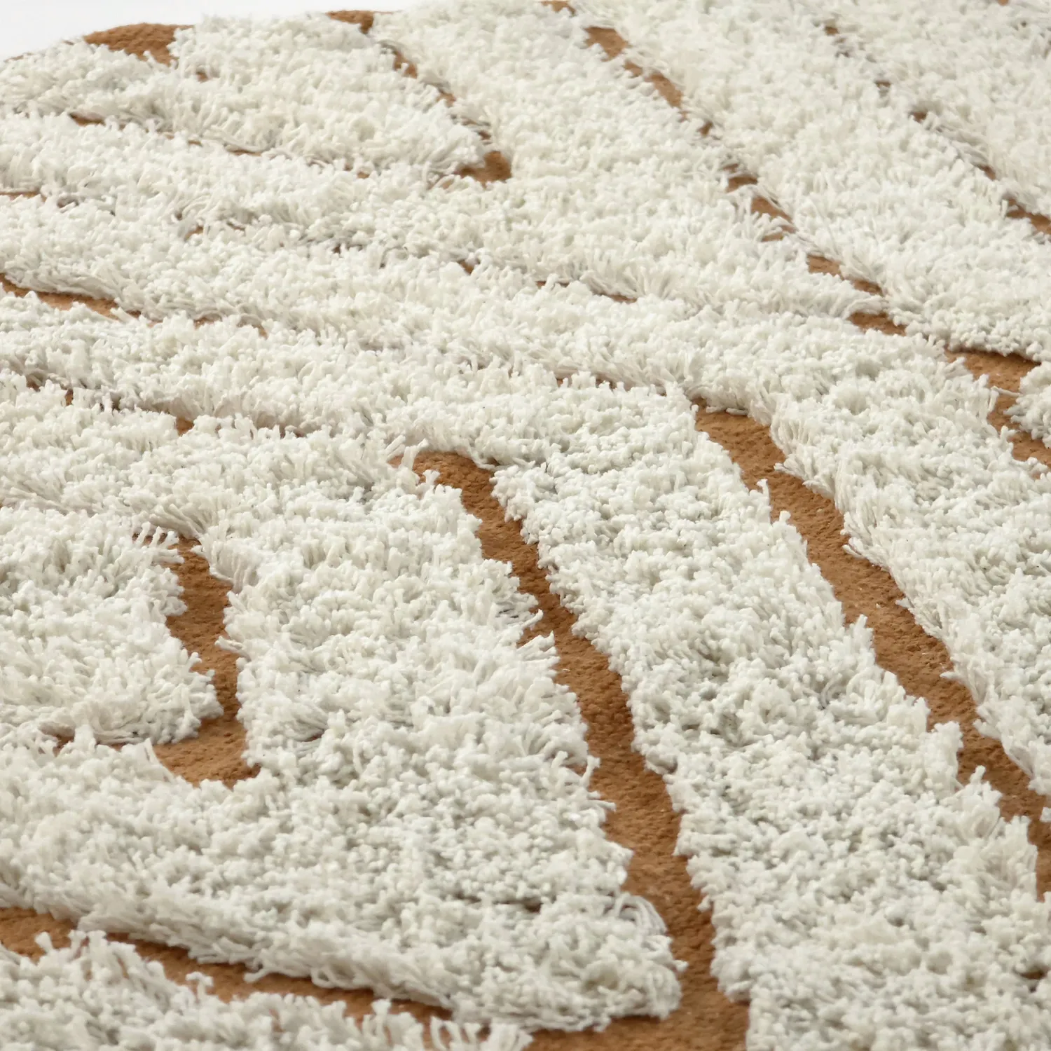 Pyöreä matot - Holwell Natural Cotton Shaggy (luonnonvalkoinen/ruskea)
