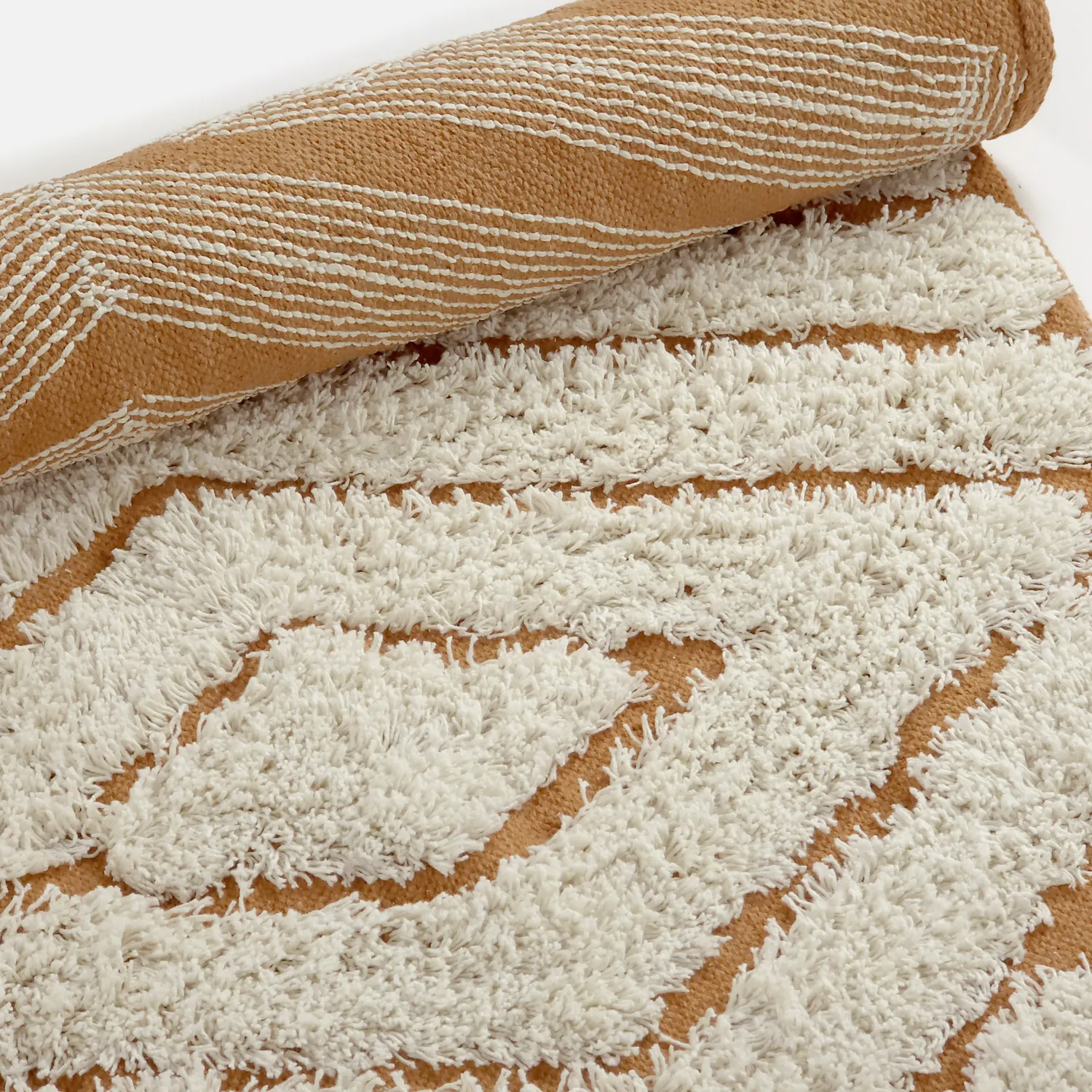 Pyöreä matot - Holwell Natural Cotton Shaggy (luonnonvalkoinen/ruskea)