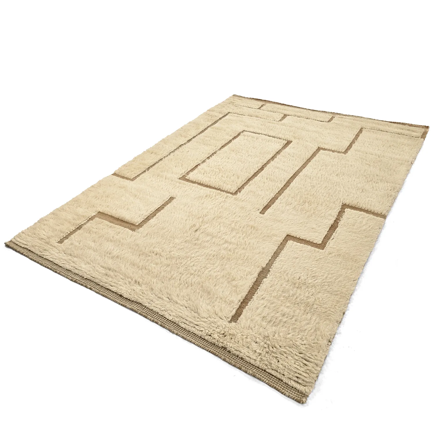 Ryijymatot - Kiberg Hand Woven Wool Shaggy (kerma)