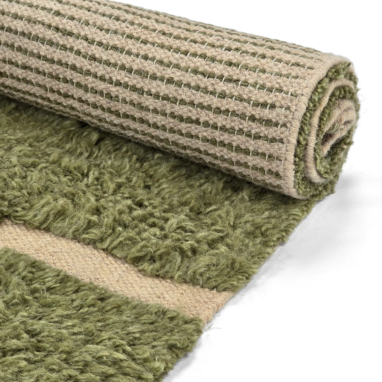 Ryijymatot - Kiberg Hand Woven Wool Shaggy (vihreä)