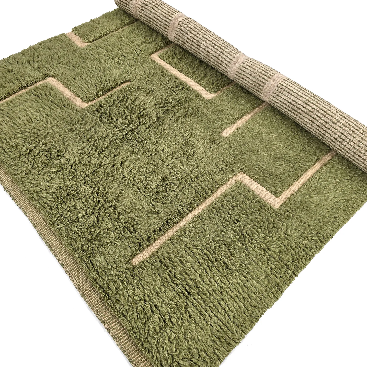 Ryijymatot - Kiberg Hand Woven Wool Shaggy (vihreä)