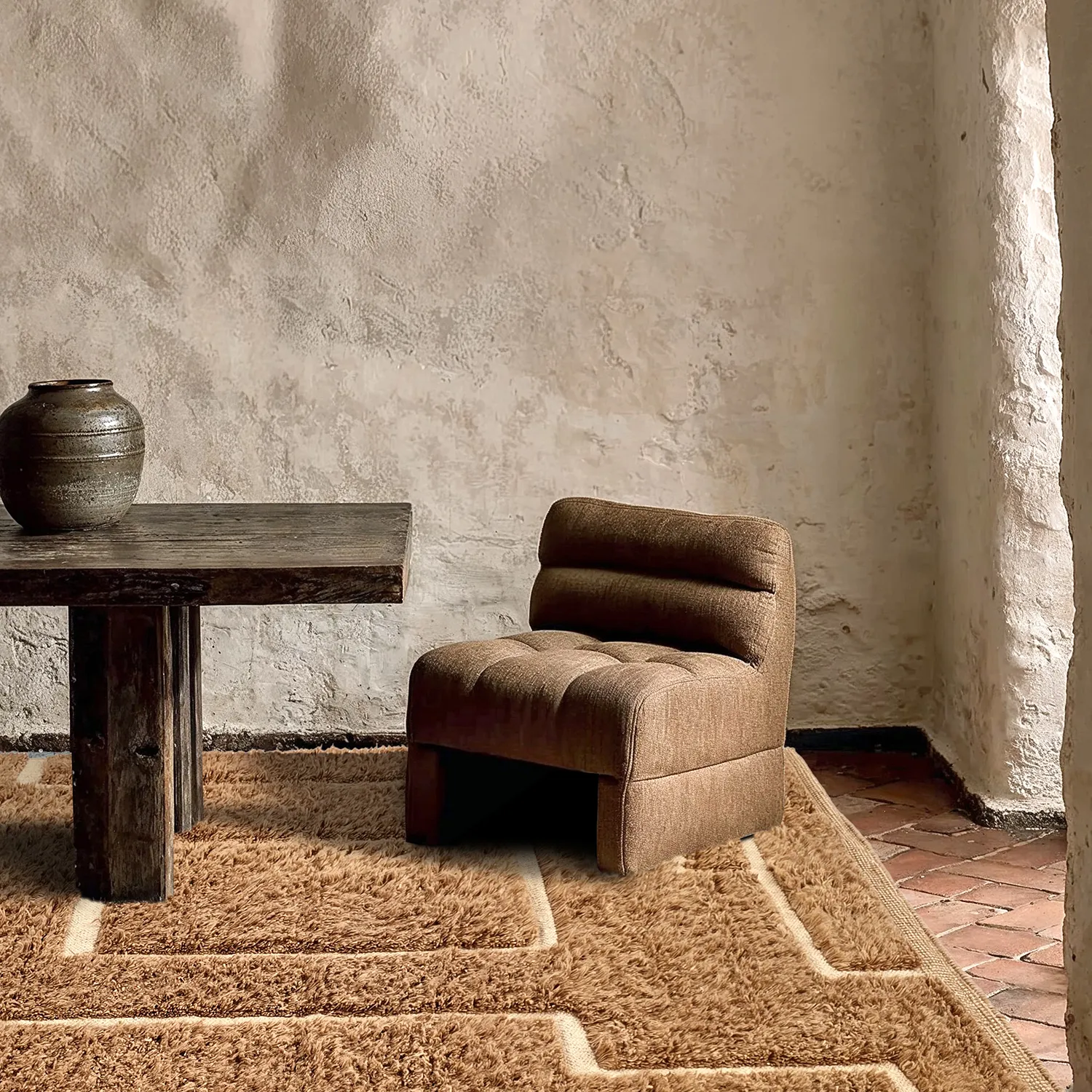 Ryijymatot - Kiberg Hand Woven Wool Shaggy (beige)