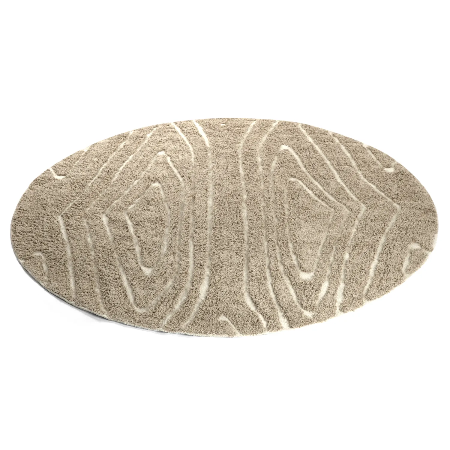 Pyöreä matot - Kindon Natural Cotton Shaggy (beige/valkoinen)