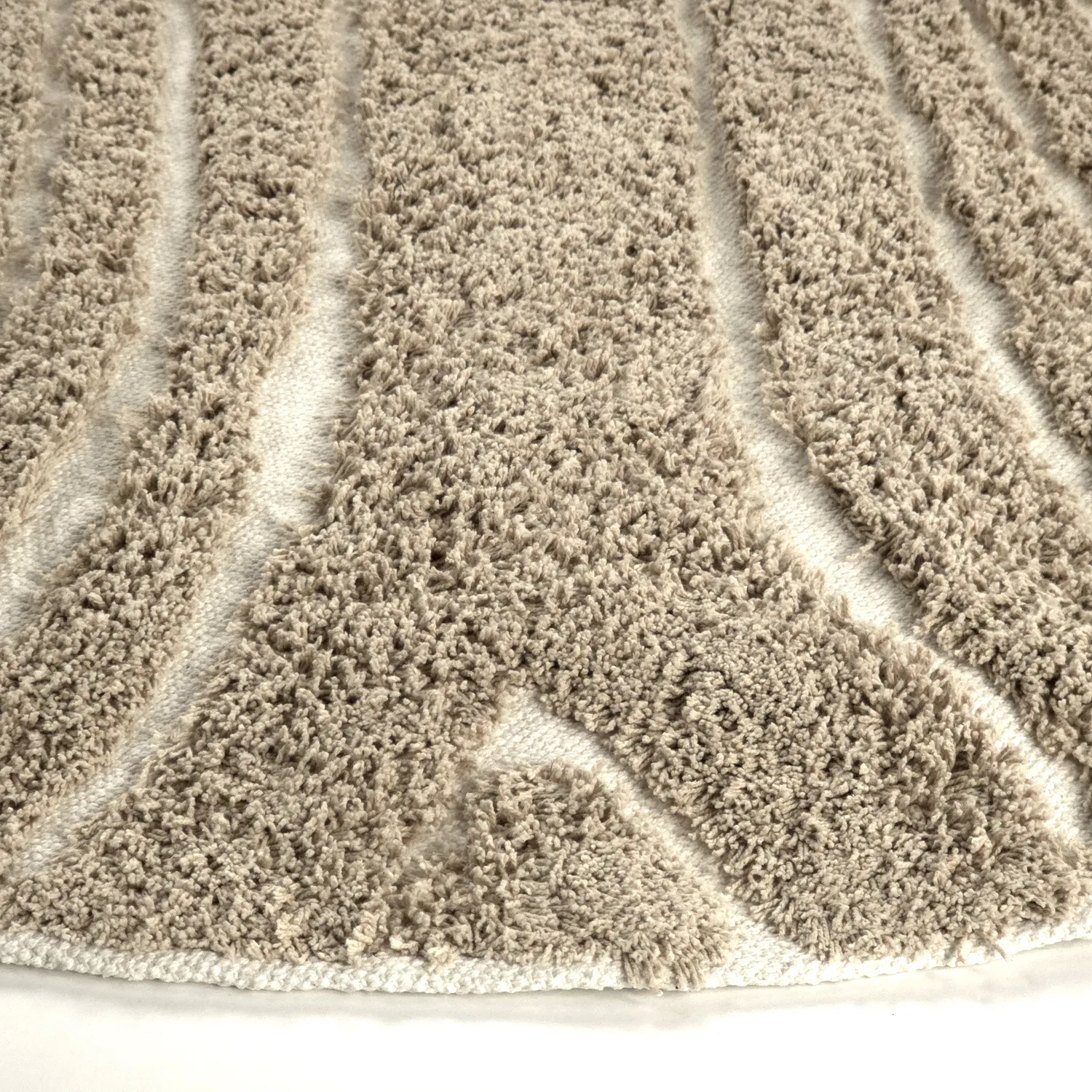 Pyöreä matot - Kindon Natural Cotton Shaggy (beige/valkoinen)