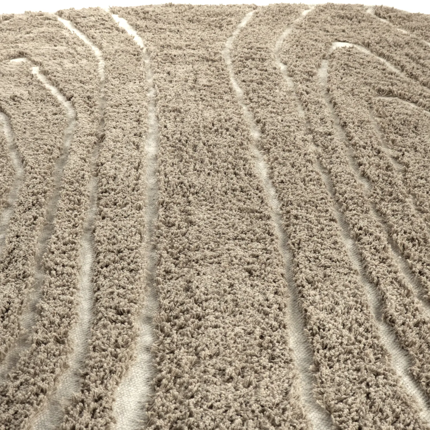 Pyöreä matot - Kindon Natural Cotton Shaggy (beige/valkoinen)