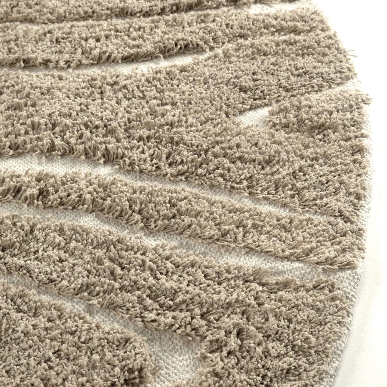 Pyöreä matot - Kindon Natural Cotton Shaggy (beige/valkoinen)