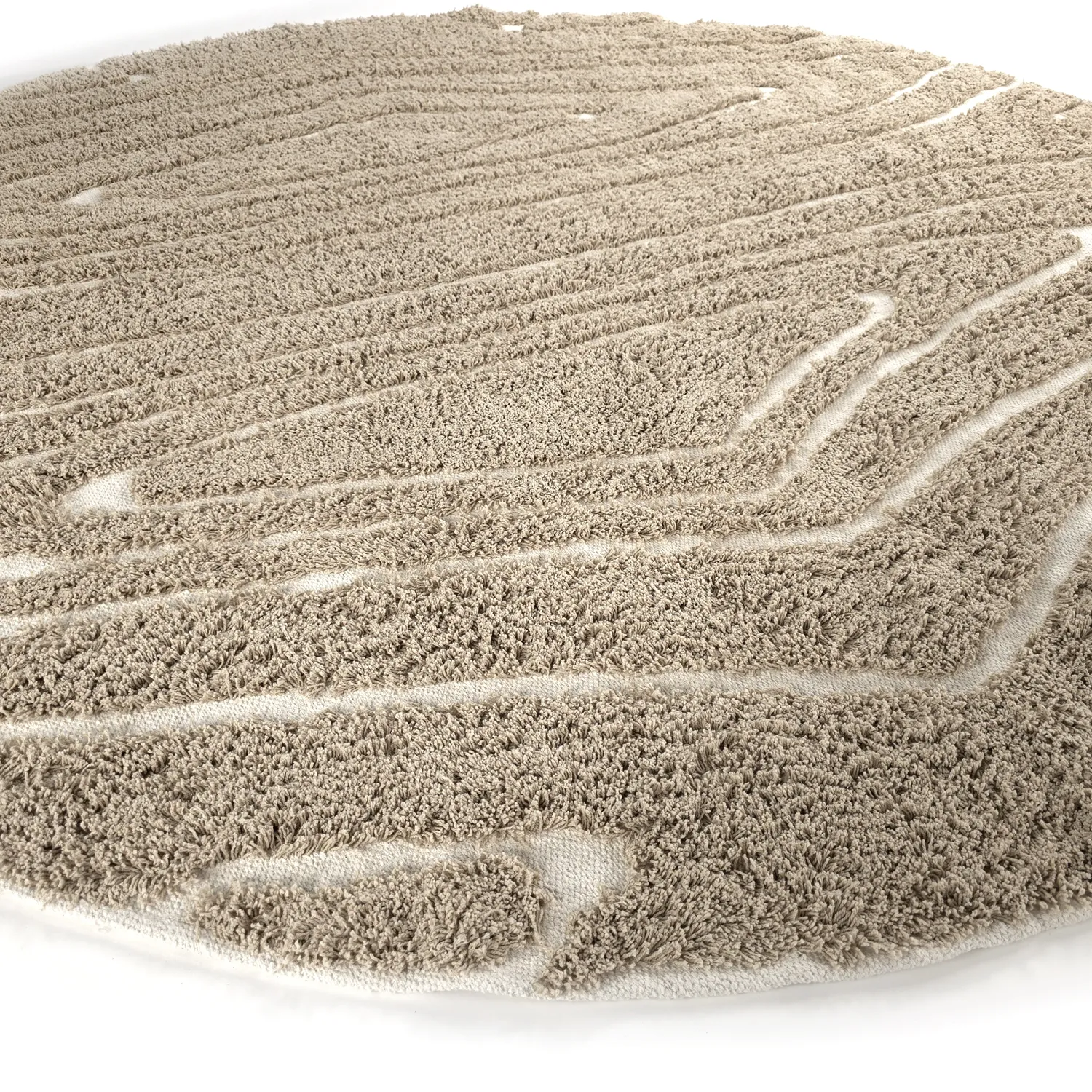 Pyöreä matot - Kindon Natural Cotton Shaggy (beige/valkoinen)