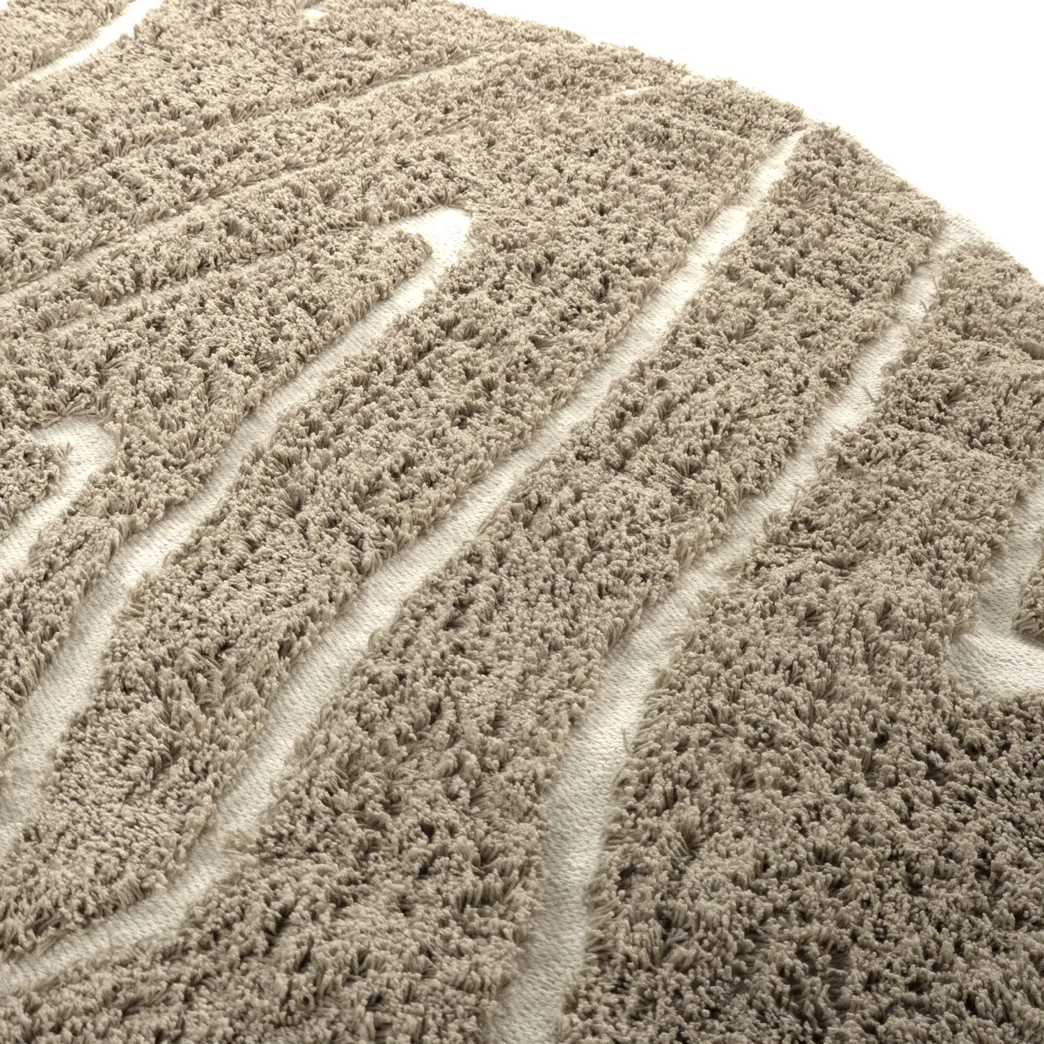 Pyöreä matot - Kindon Natural Cotton Shaggy (beige/valkoinen)