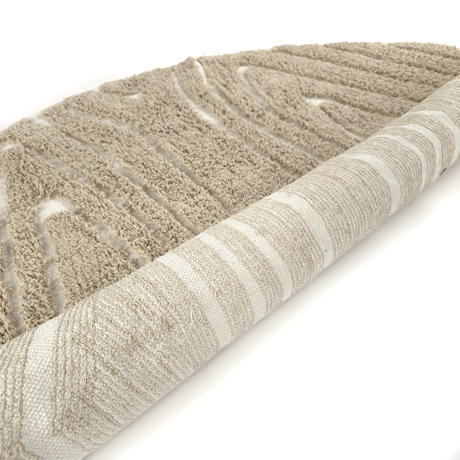 Pyöreä matot - Kindon Natural Cotton Shaggy (beige/valkoinen)