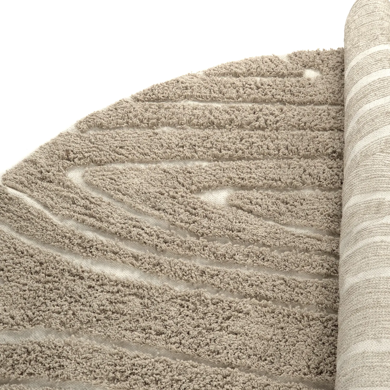 Pyöreä matot - Kindon Natural Cotton Shaggy (beige/valkoinen)