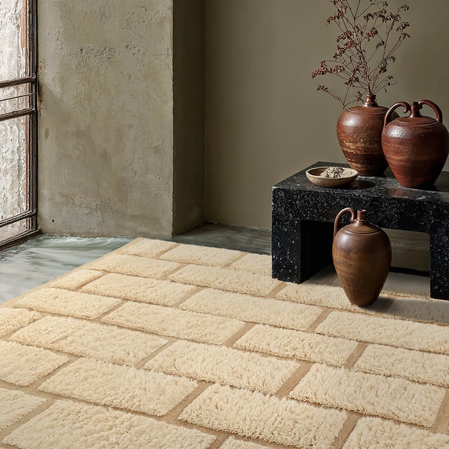 Ryijymatot - Leknes Hand Woven Wool Shaggy (kerma)