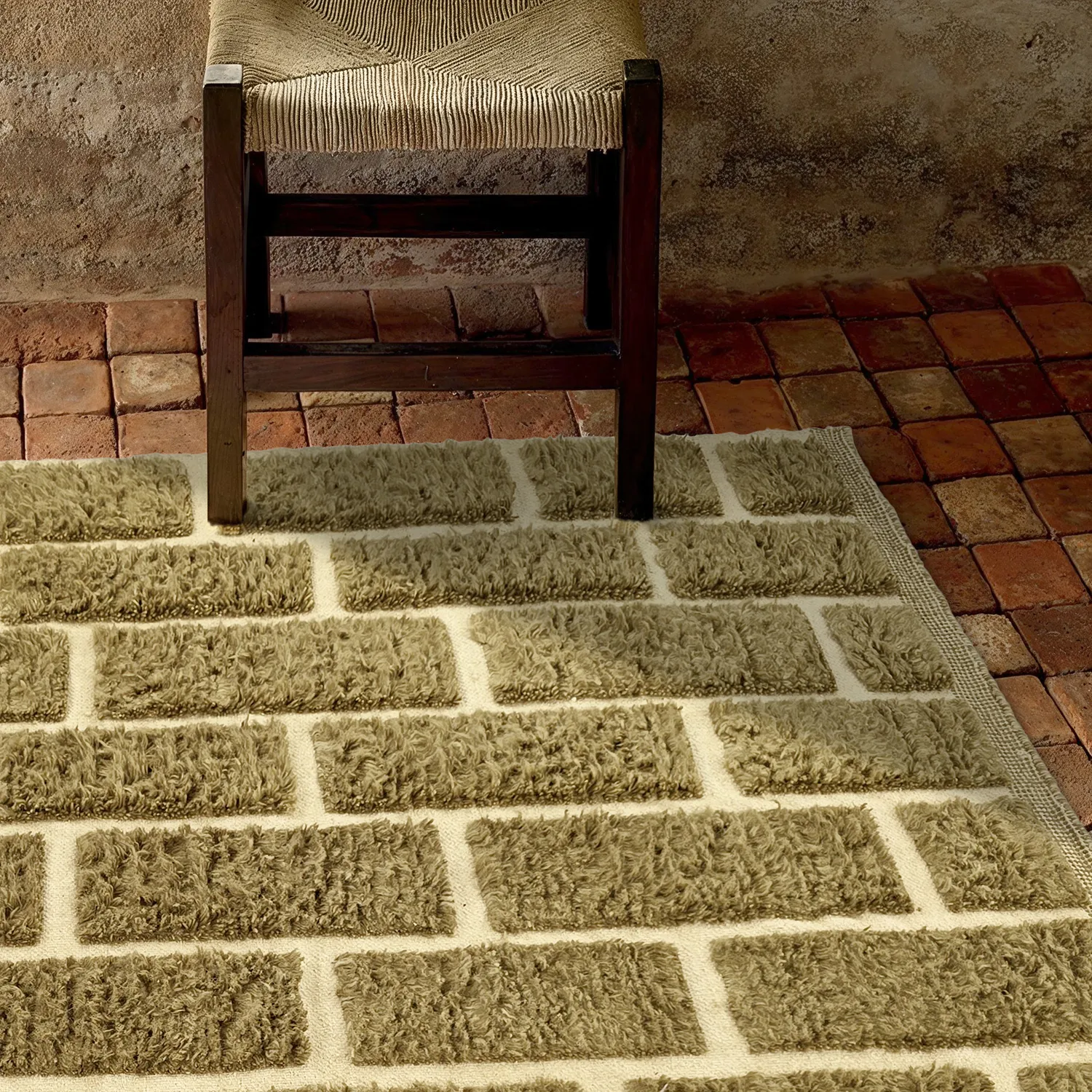Ryijymatot - Leknes Hand Woven Wool Shaggy (vihreä)