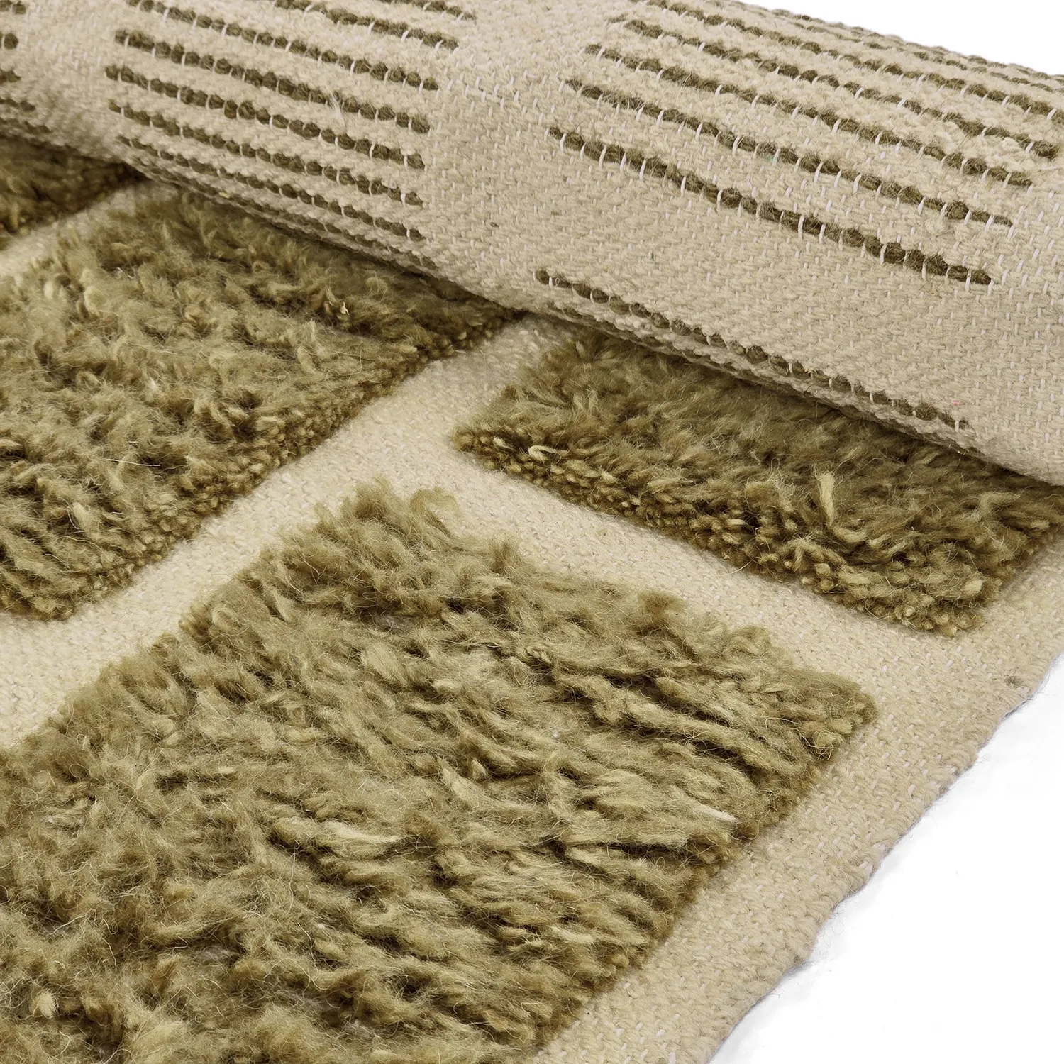 Ryijymatot - Leknes Hand Woven Wool Shaggy (vihreä)
