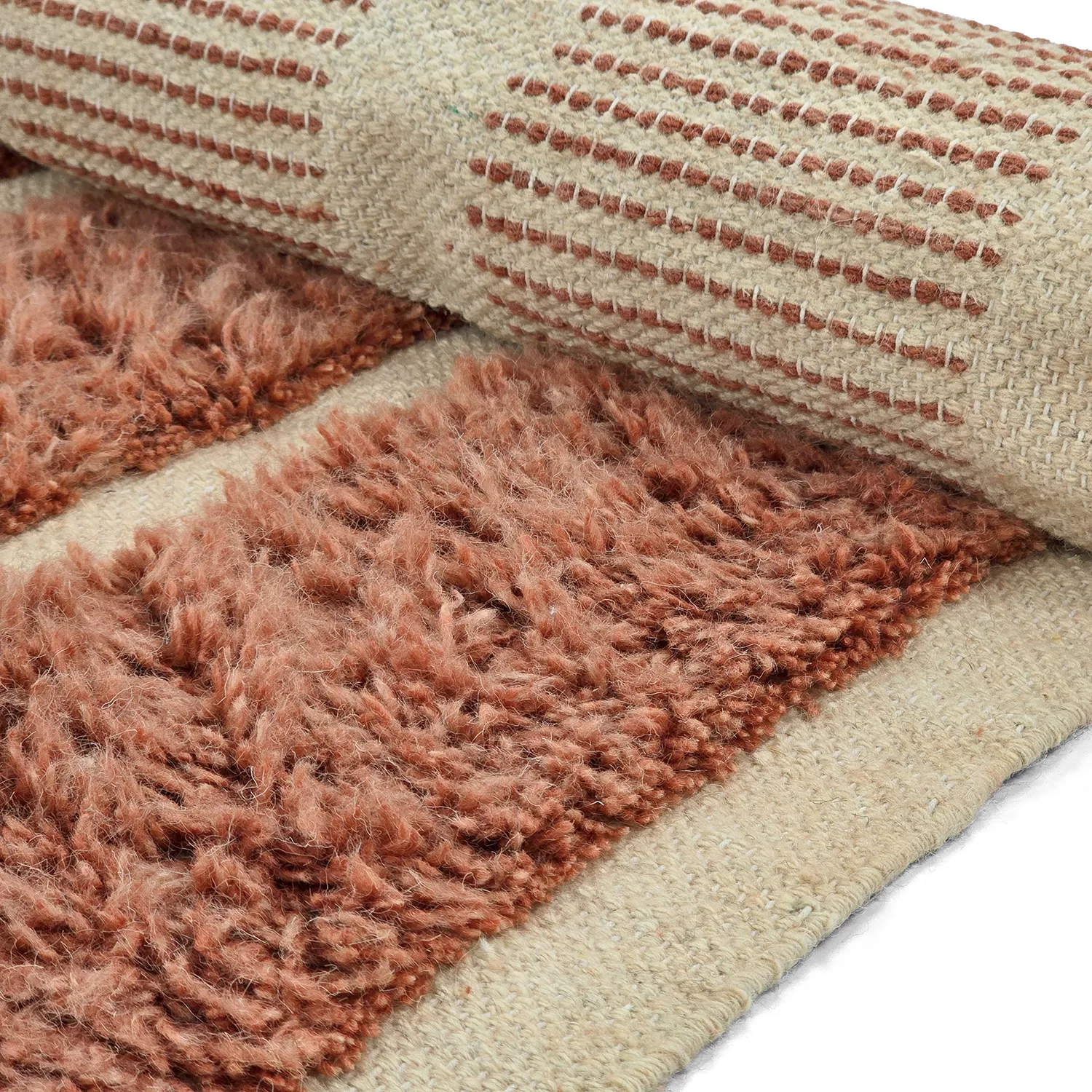 Ryijymatot - Leknes Hand Woven Wool Shaggy (terrakotta)