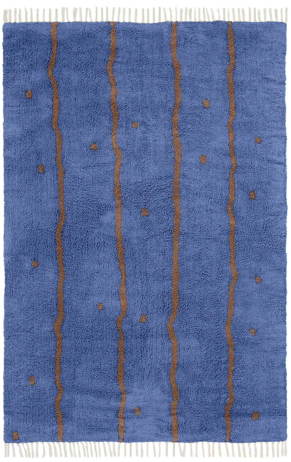 Ryijymatot - Leora Natural Cotton Shaggy (sininen/ruskea)