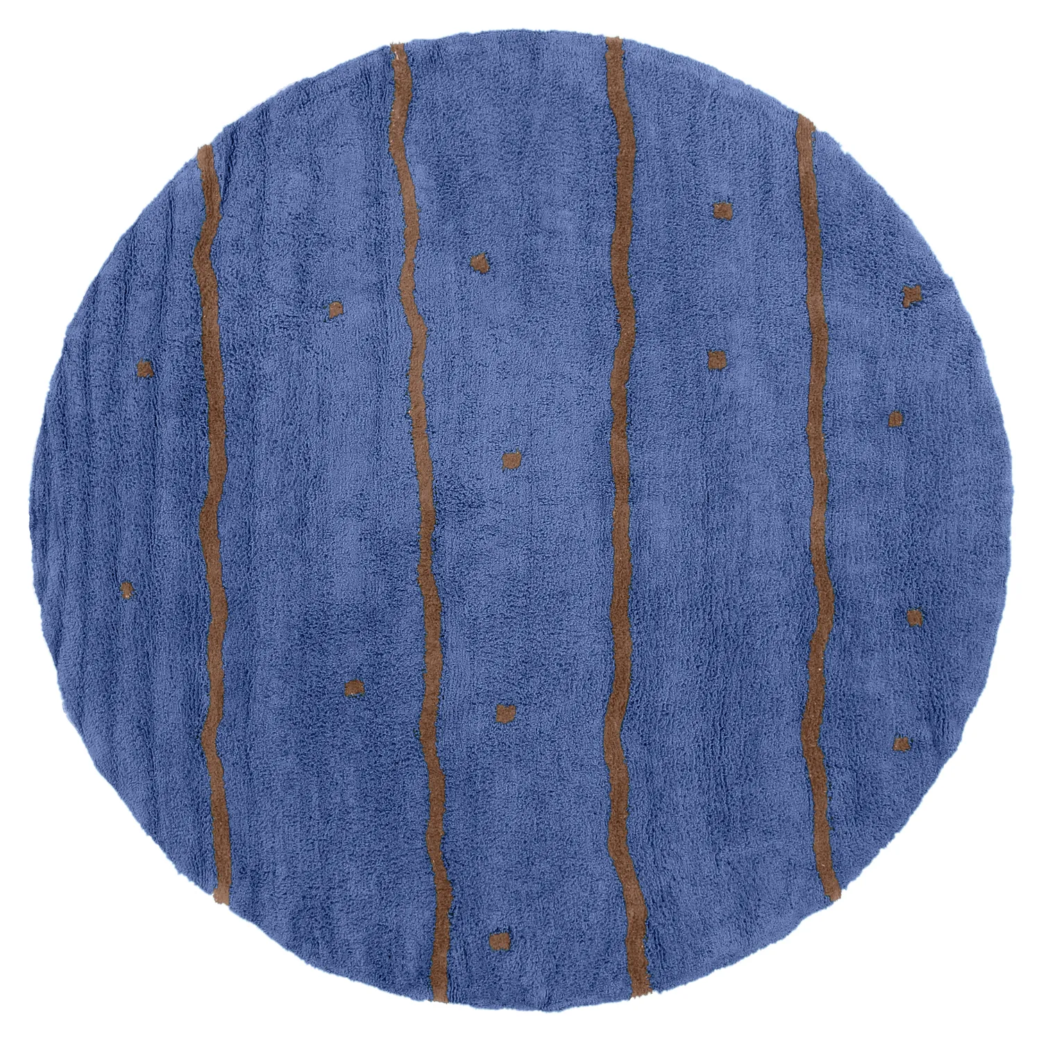 Pyöreät matot - Leora Natural Cotton Shaggy (sininen/ruskea)
