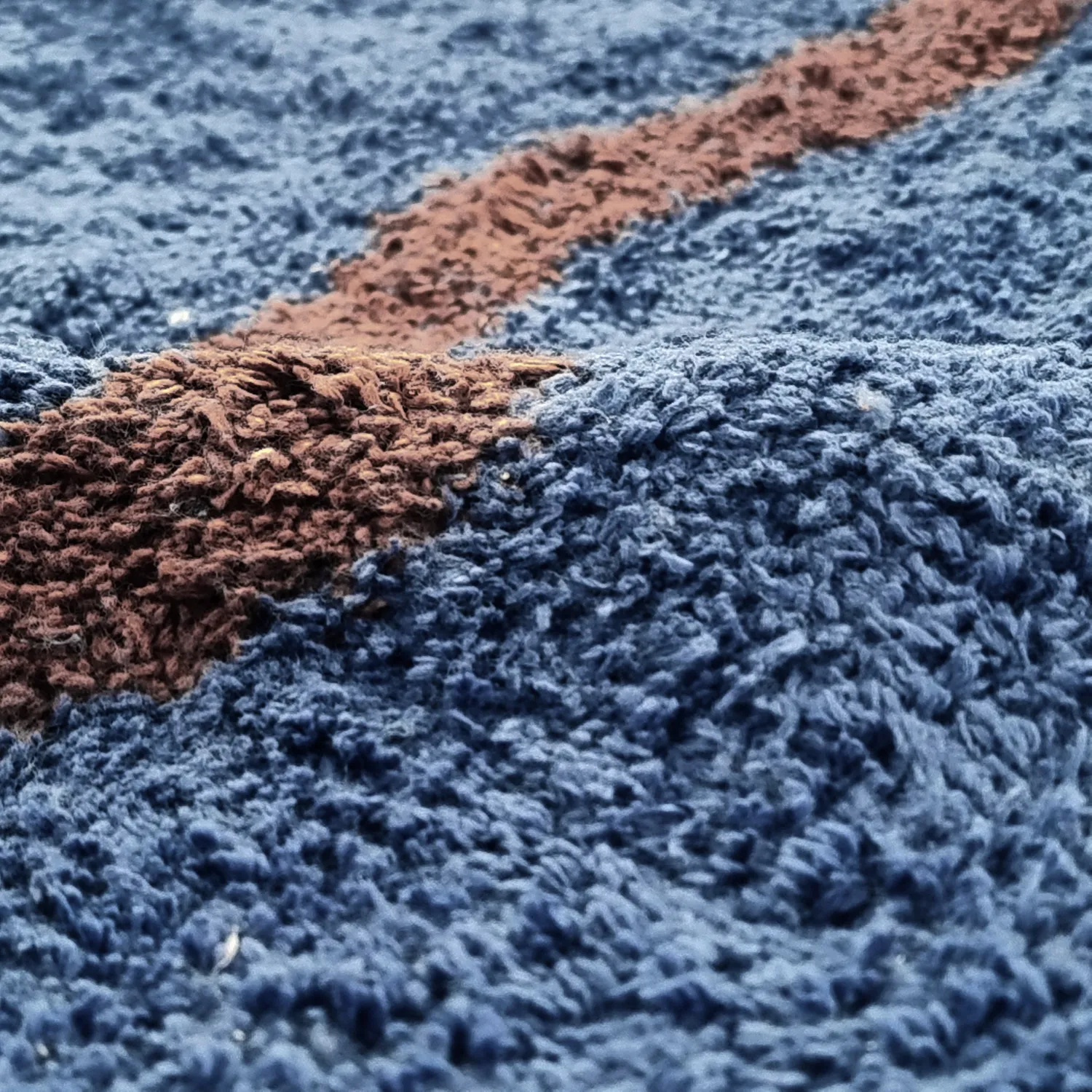 Pyöreät matot - Leora Natural Cotton Shaggy (sininen/ruskea)
