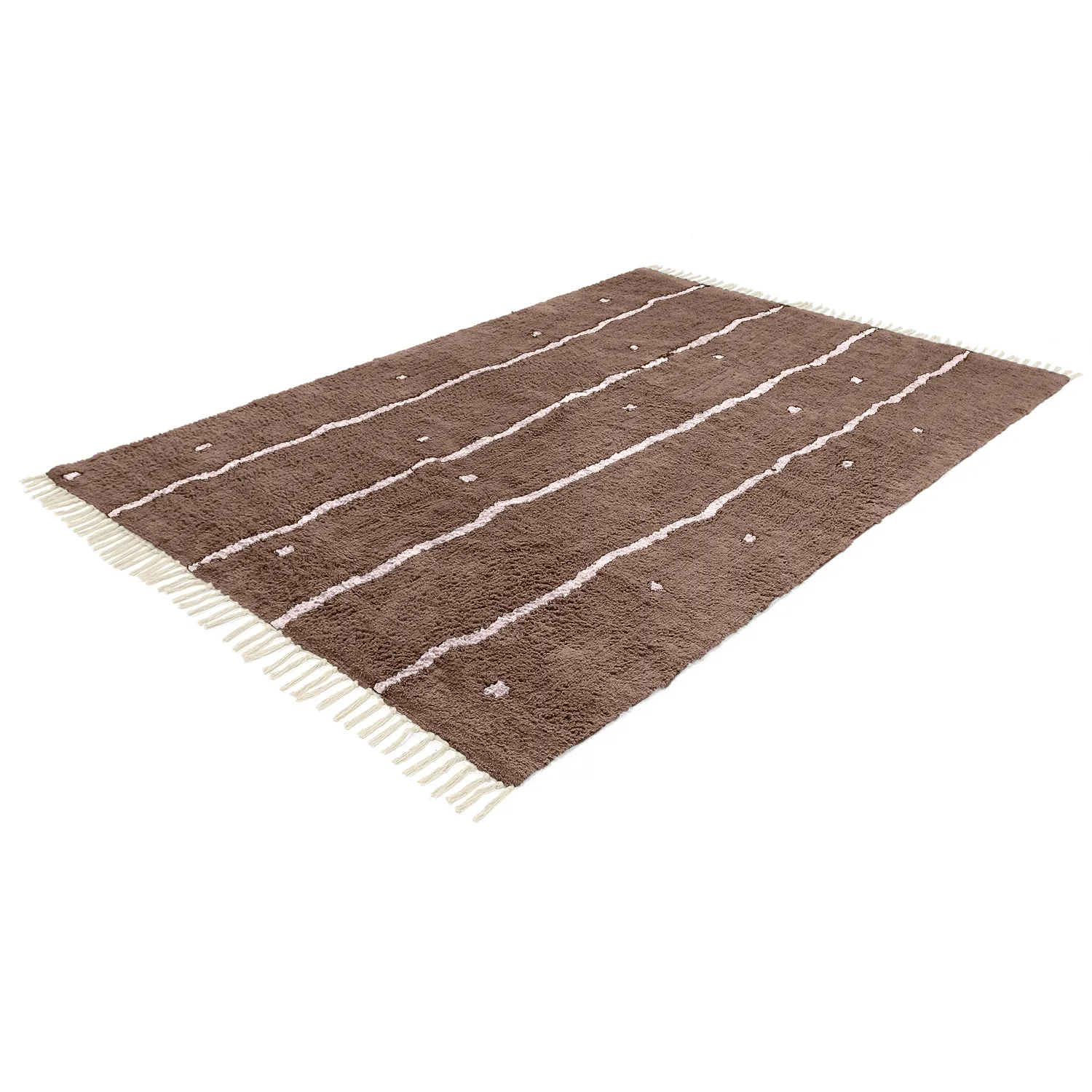 Ryijymatot - Leora Natural Cotton Shaggy (ruskea/violetti)