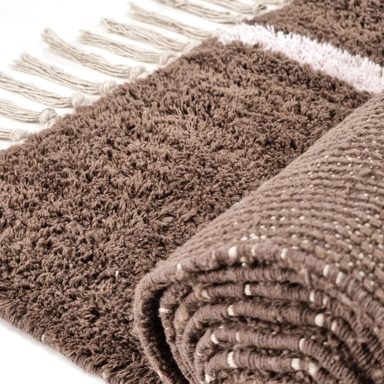 Ryijymatot - Leora Natural Cotton Shaggy (ruskea/violetti)