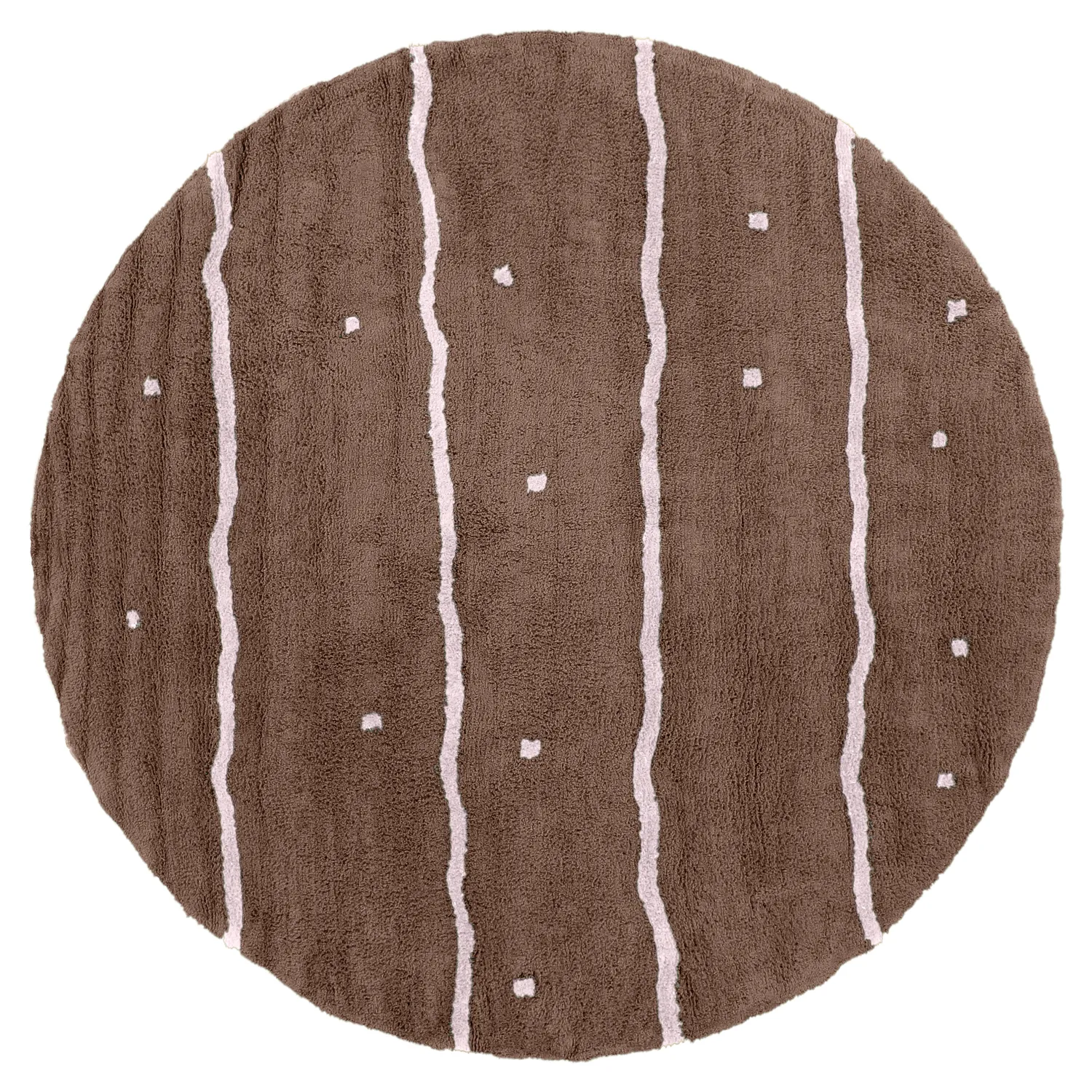 Pyöreät matot - Leora Natural Cotton Shaggy (ruskea/violetti)