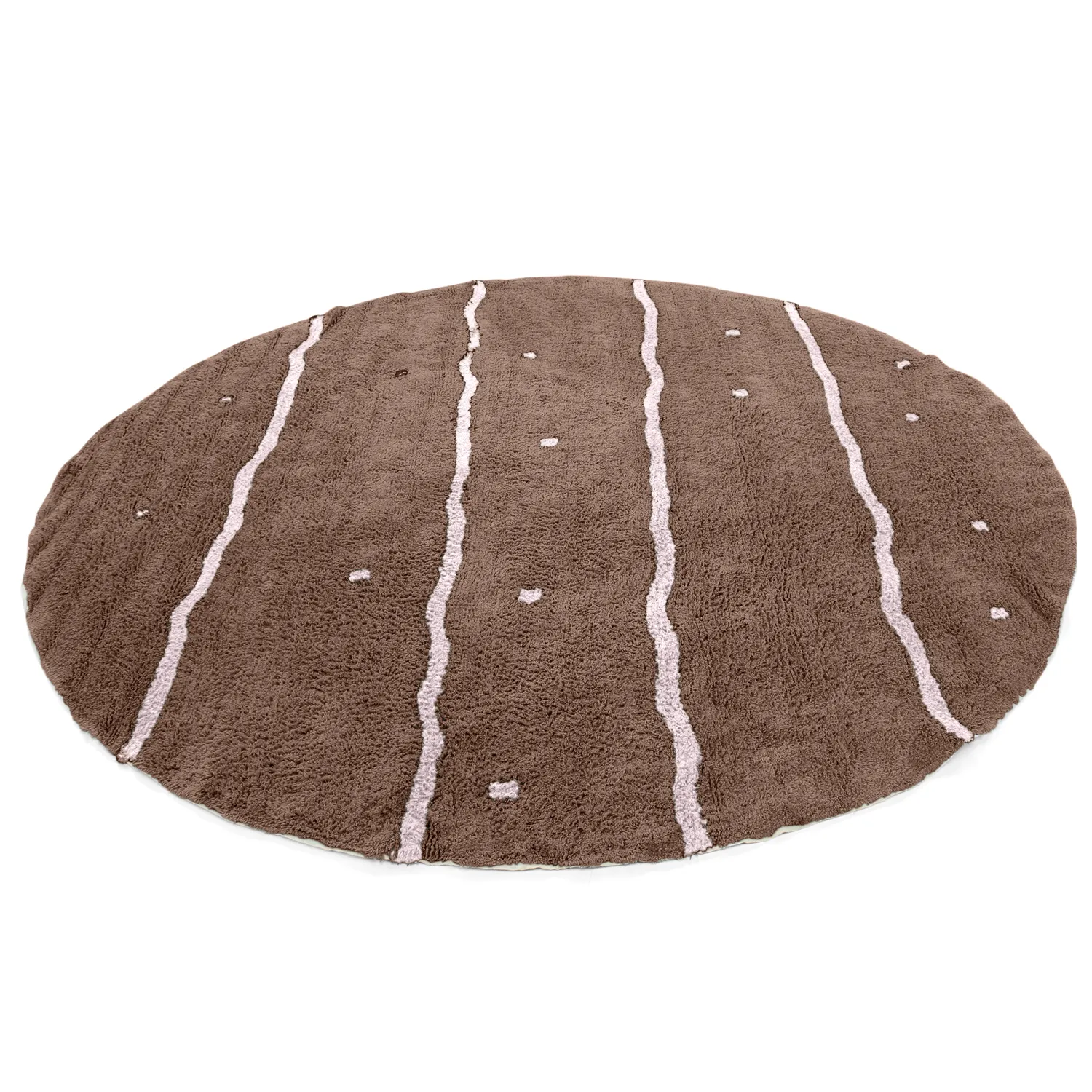 Pyöreät matot - Leora Natural Cotton Shaggy (ruskea/violetti)