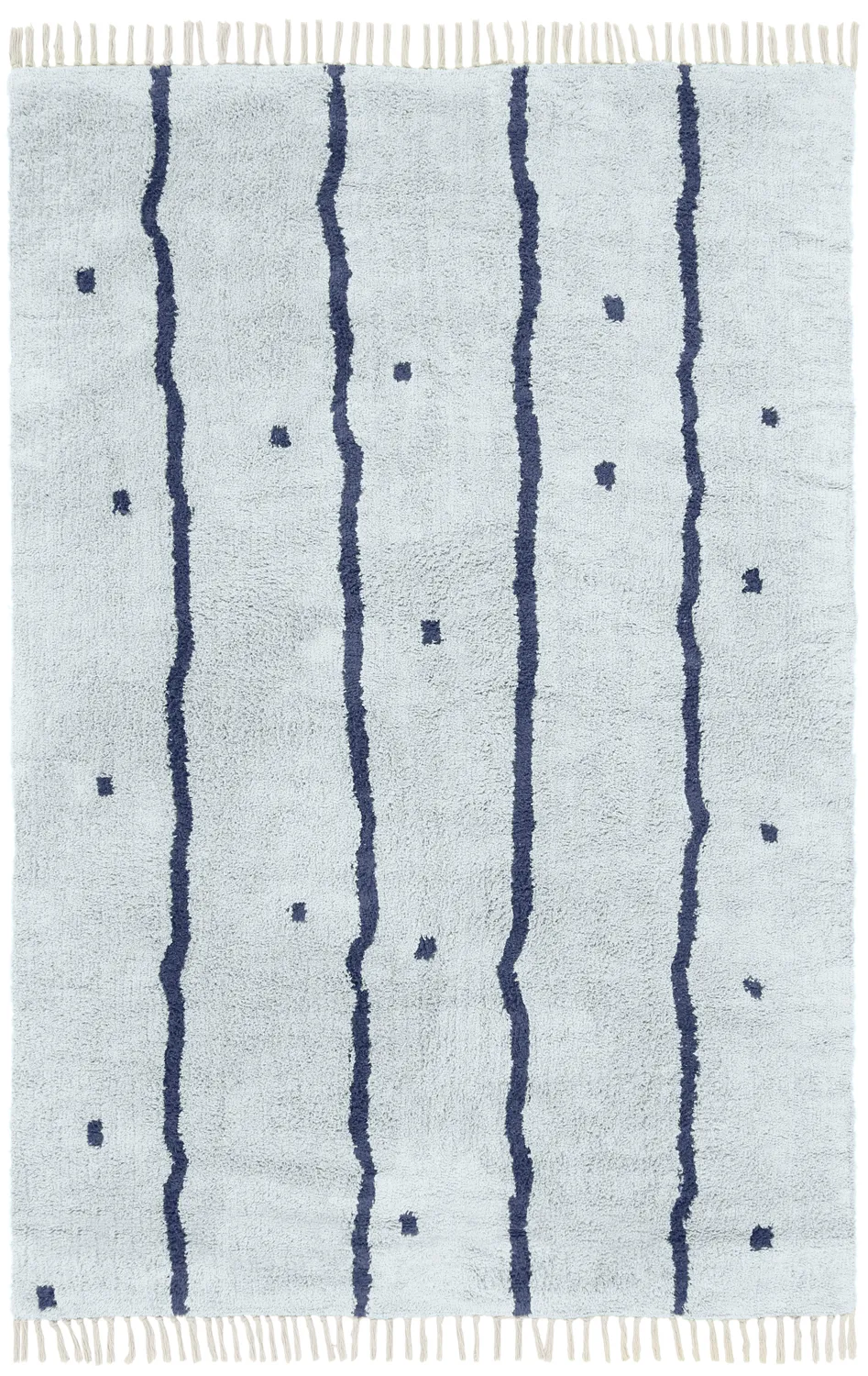 Ryijymatot - Leora Natural Cotton Shaggy (harmaa/sininen)