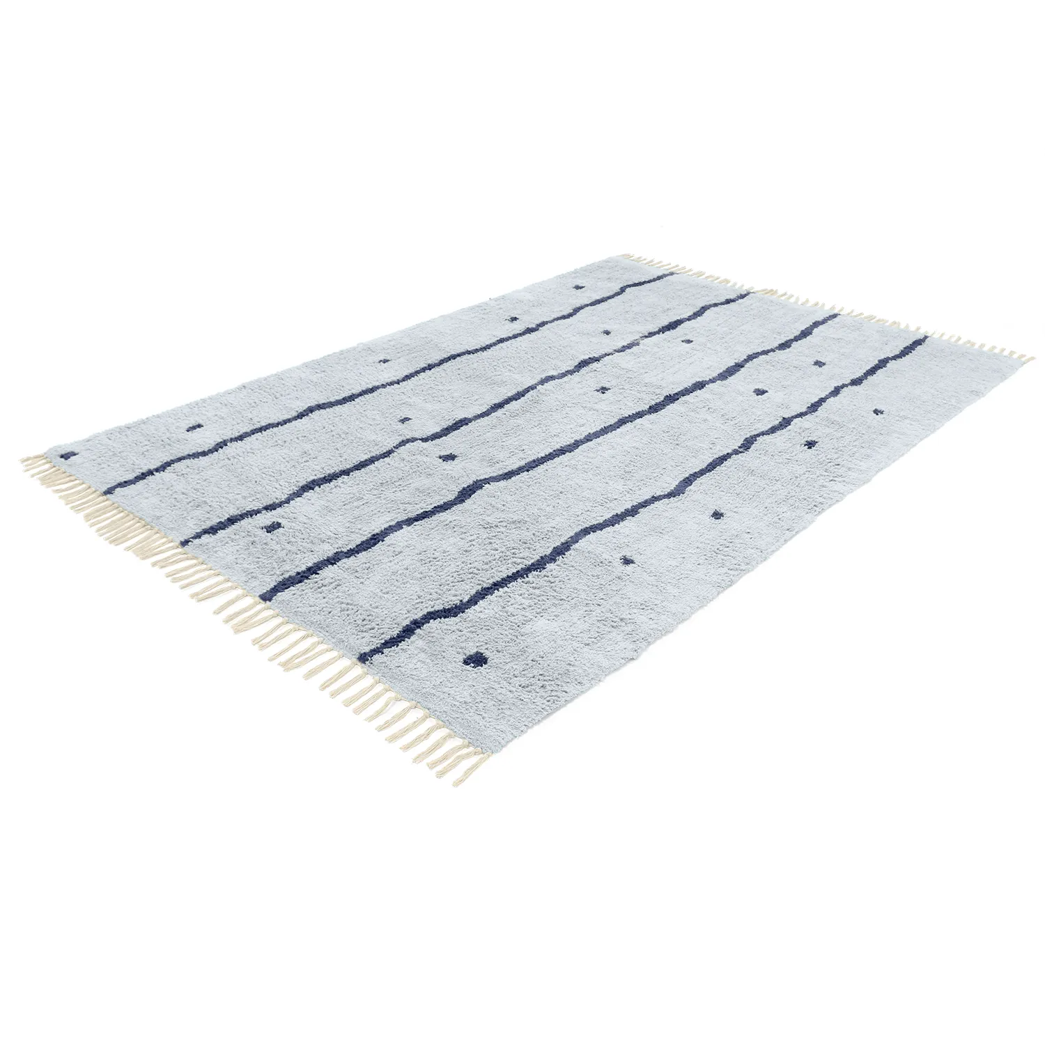 Ryijymatot - Leora Natural Cotton Shaggy (harmaa/sininen)