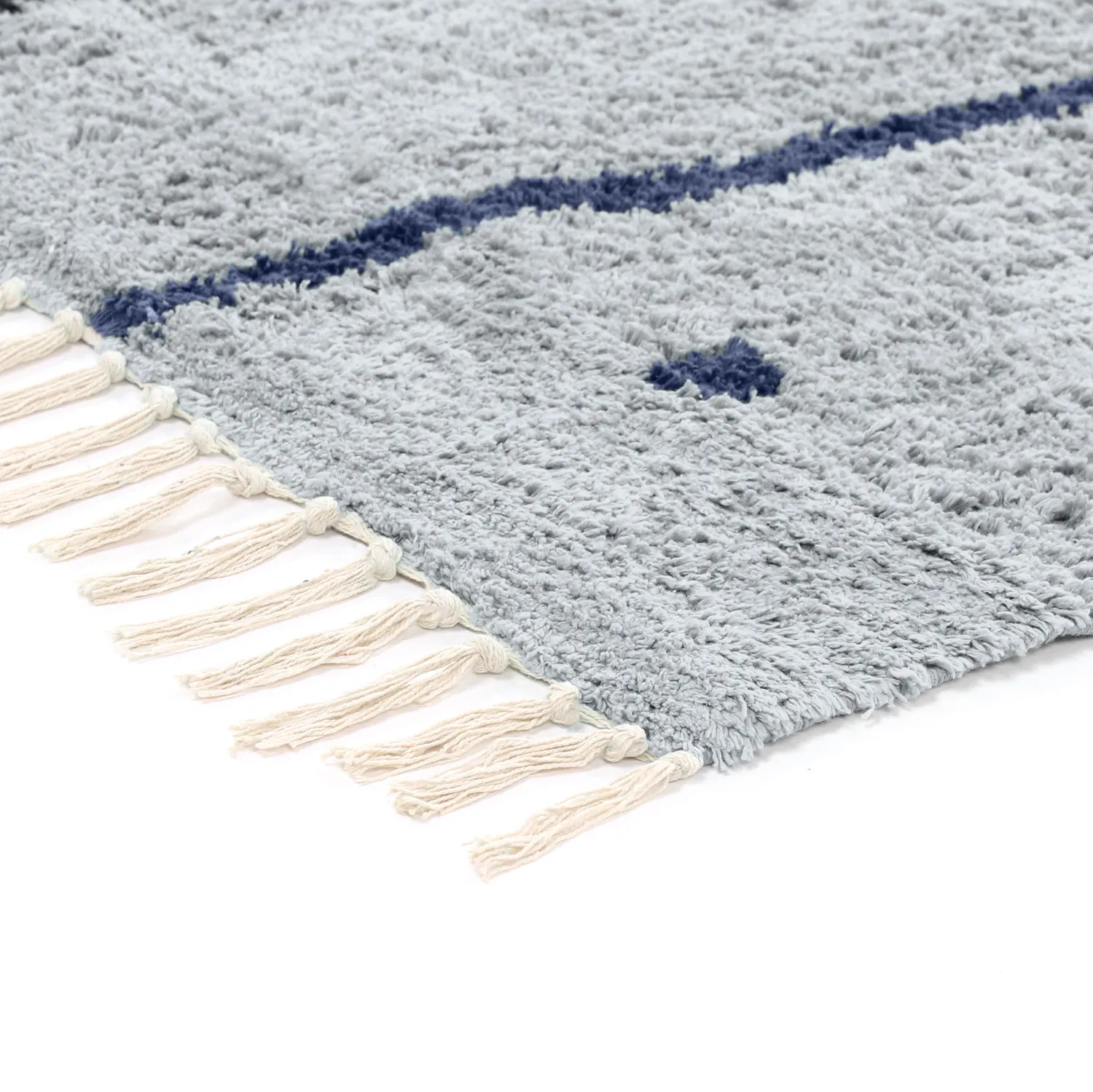 Ryijymatot - Leora Natural Cotton Shaggy (harmaa/sininen)