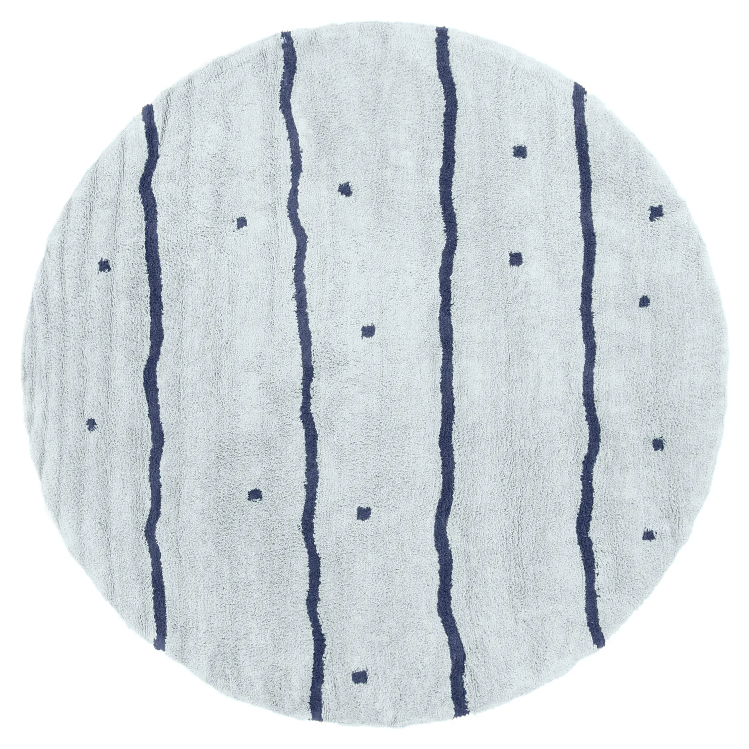 Pyöreät matot - Leora Natural Cotton Shaggy (harmaa/sininen)