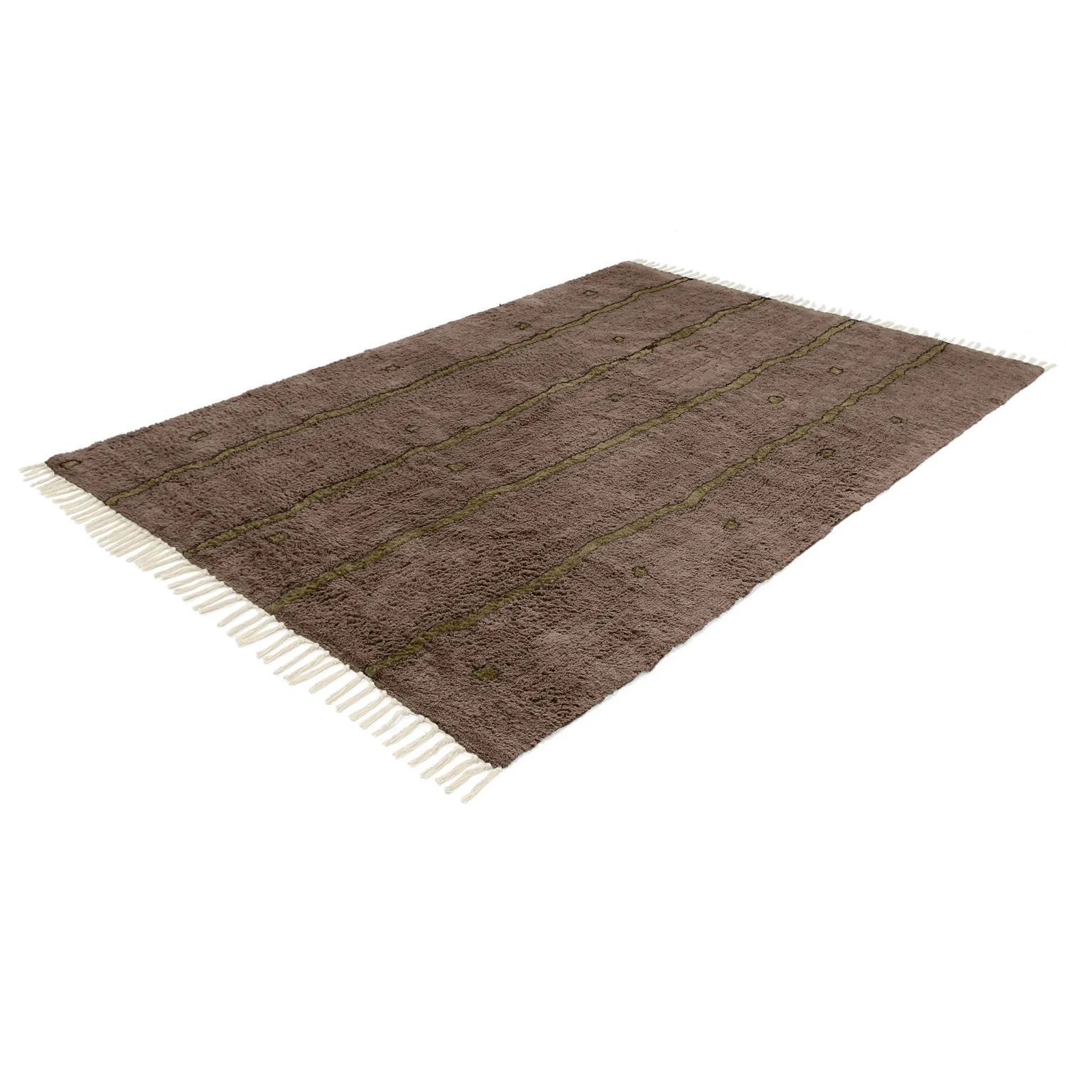 Ryijymatot - Leora Natural Cotton Shaggy (ruskea/oliivi)