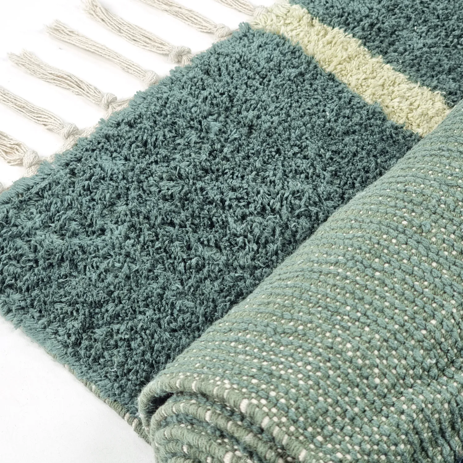 Ryijymatot - Leora Natural Cotton Shaggy (vihreä)