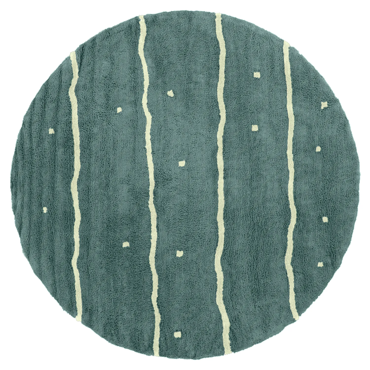 Pyöreät matot - Leora Natural Cotton Shaggy (vihreä)