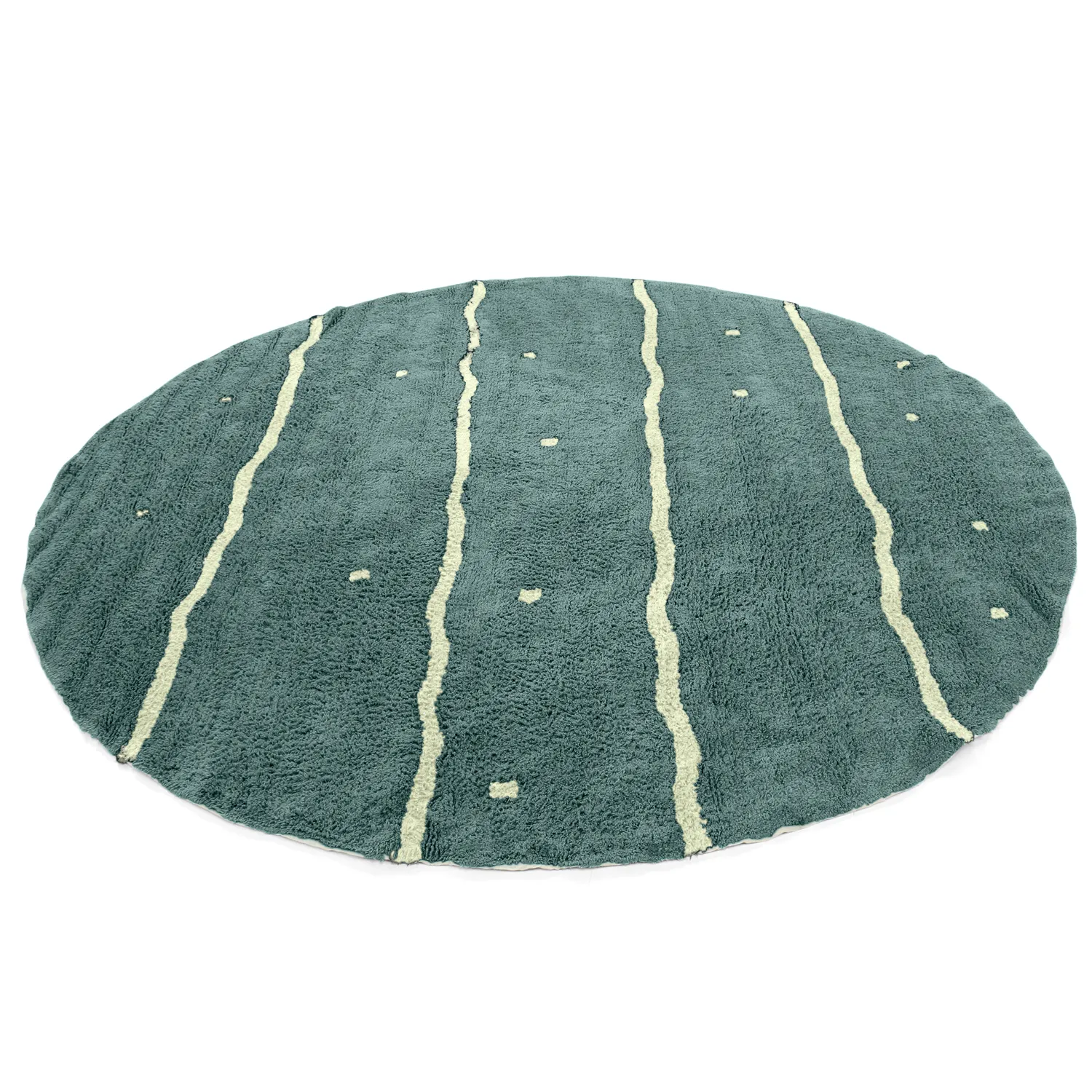 Pyöreät matot - Leora Natural Cotton Shaggy (vihreä)