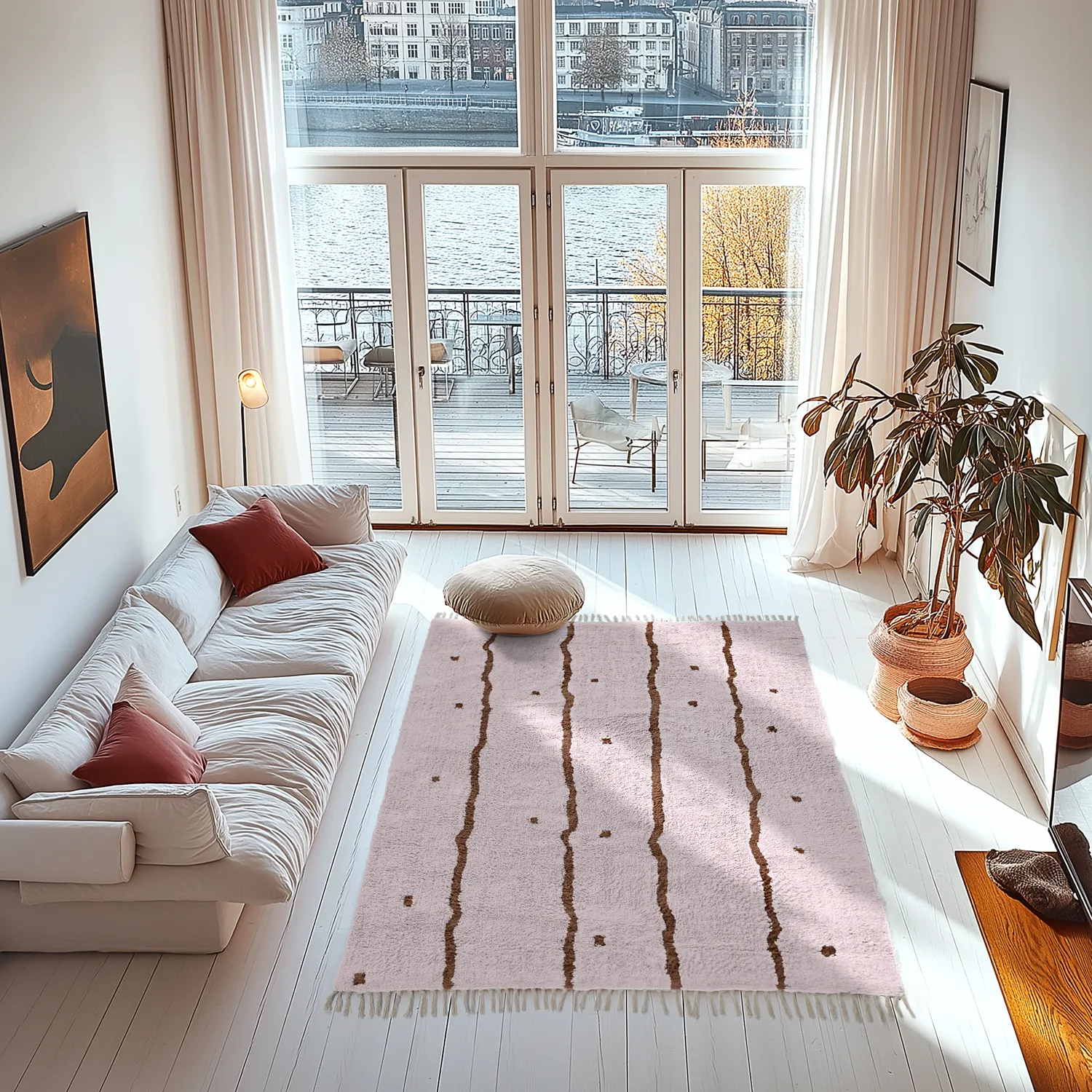 Ryijymatot - Leora Natural Cotton Shaggy (pinkki/ruskea)