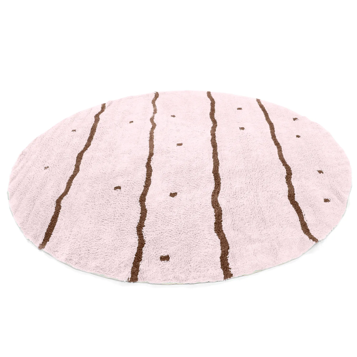 Pyöreät matot - Leora Natural Cotton Shaggy (pinkki/ruskea)
