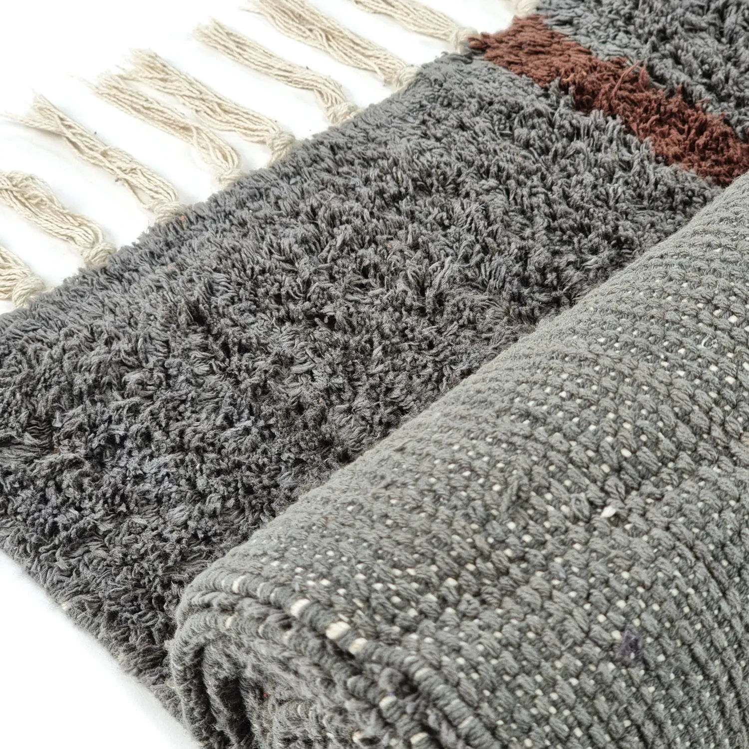 Ryijymatot - Leora Natural Cotton Shaggy (musta/ruskea)