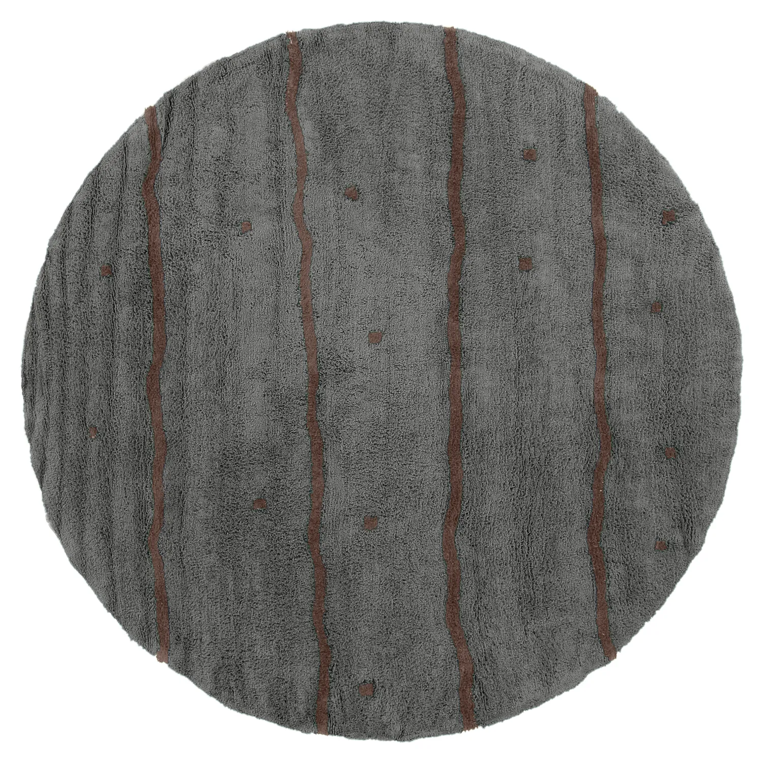 Pyöreät matot - Leora Natural Cotton Shaggy (musta/ruskea)