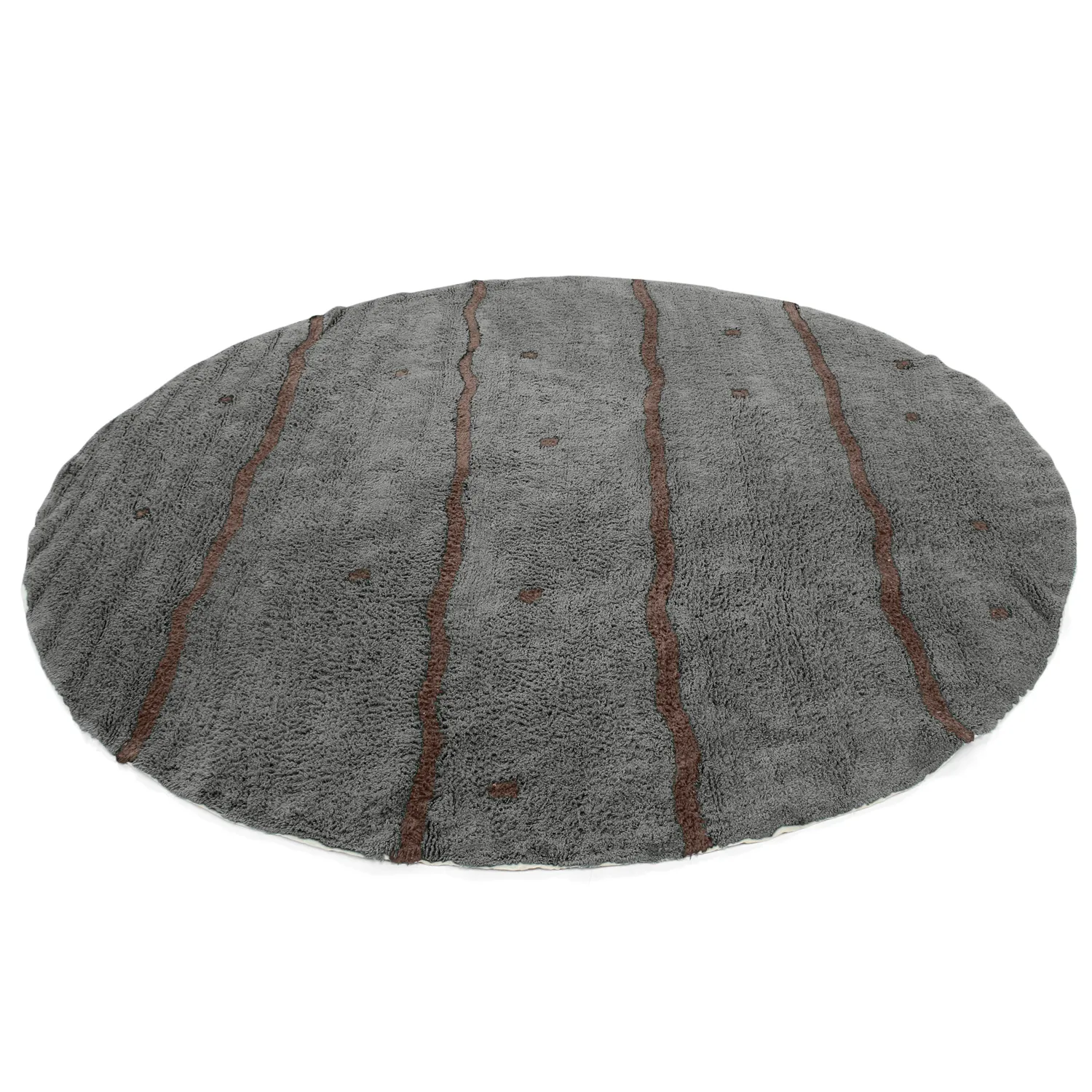 Pyöreät matot - Leora Natural Cotton Shaggy (musta/ruskea)