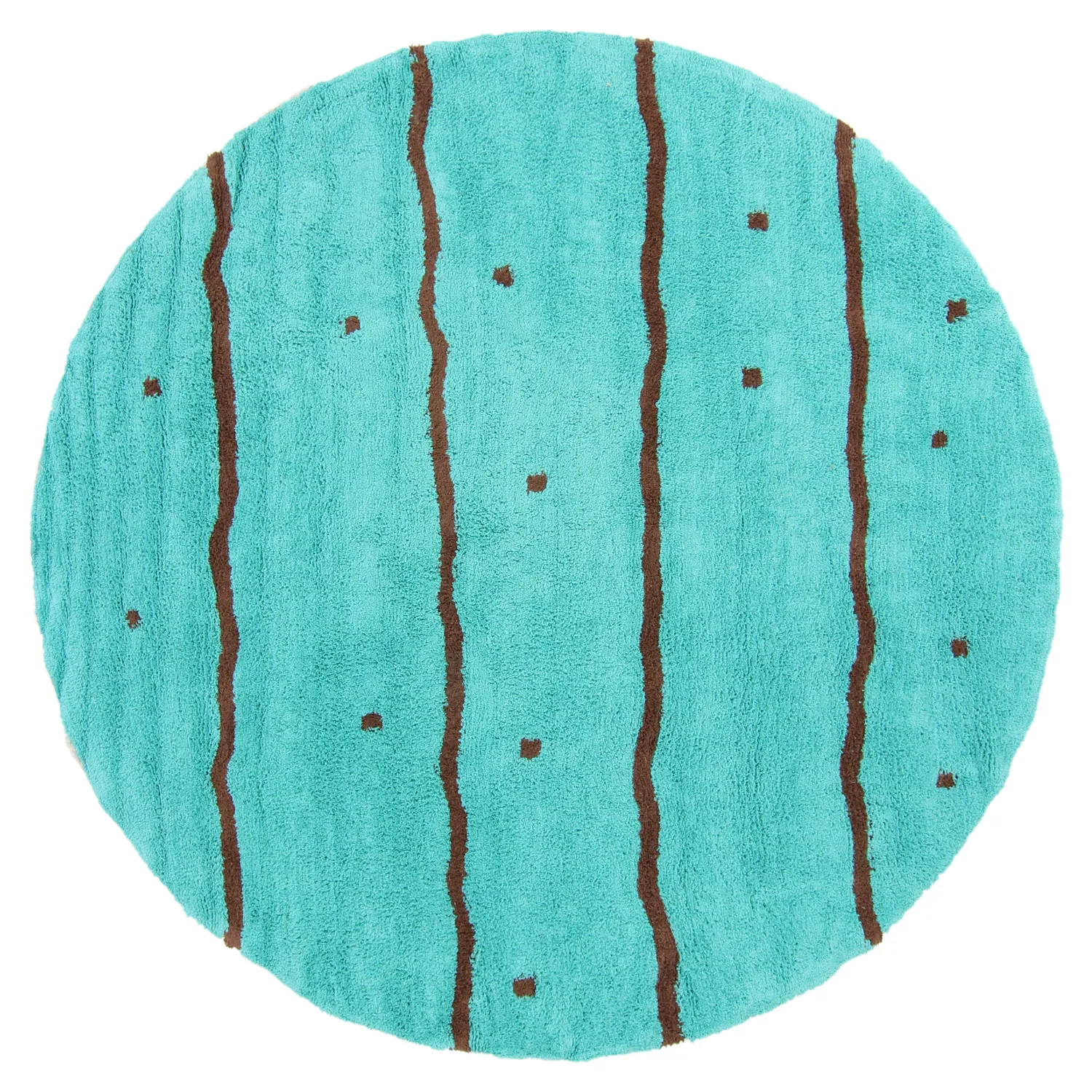 Pyöreät matot - Leora Natural Cotton Shaggy (turkoosi/ruskea)