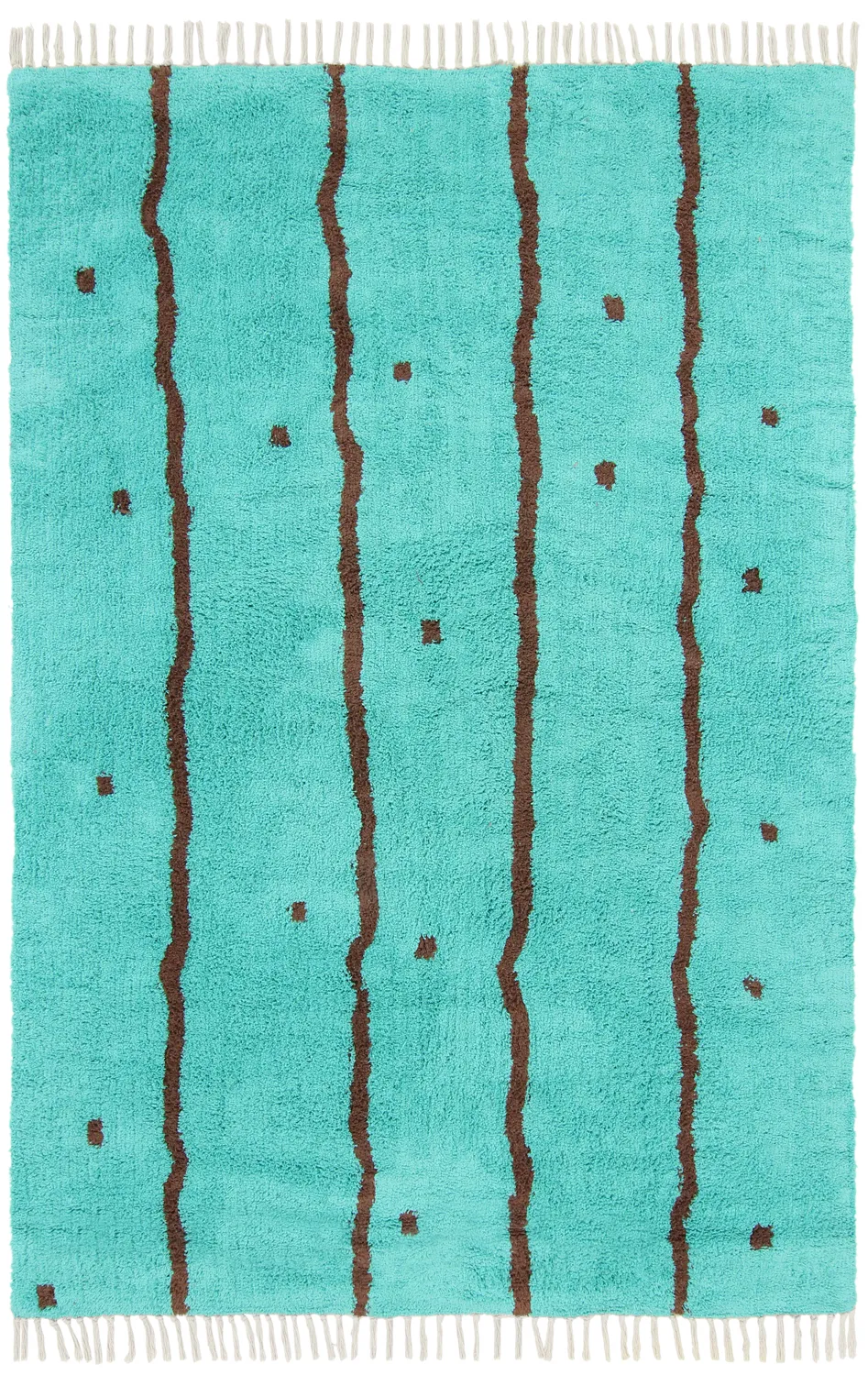 Ryijymatot - Leora Natural Cotton Shaggy (turkoosi/ruskea)