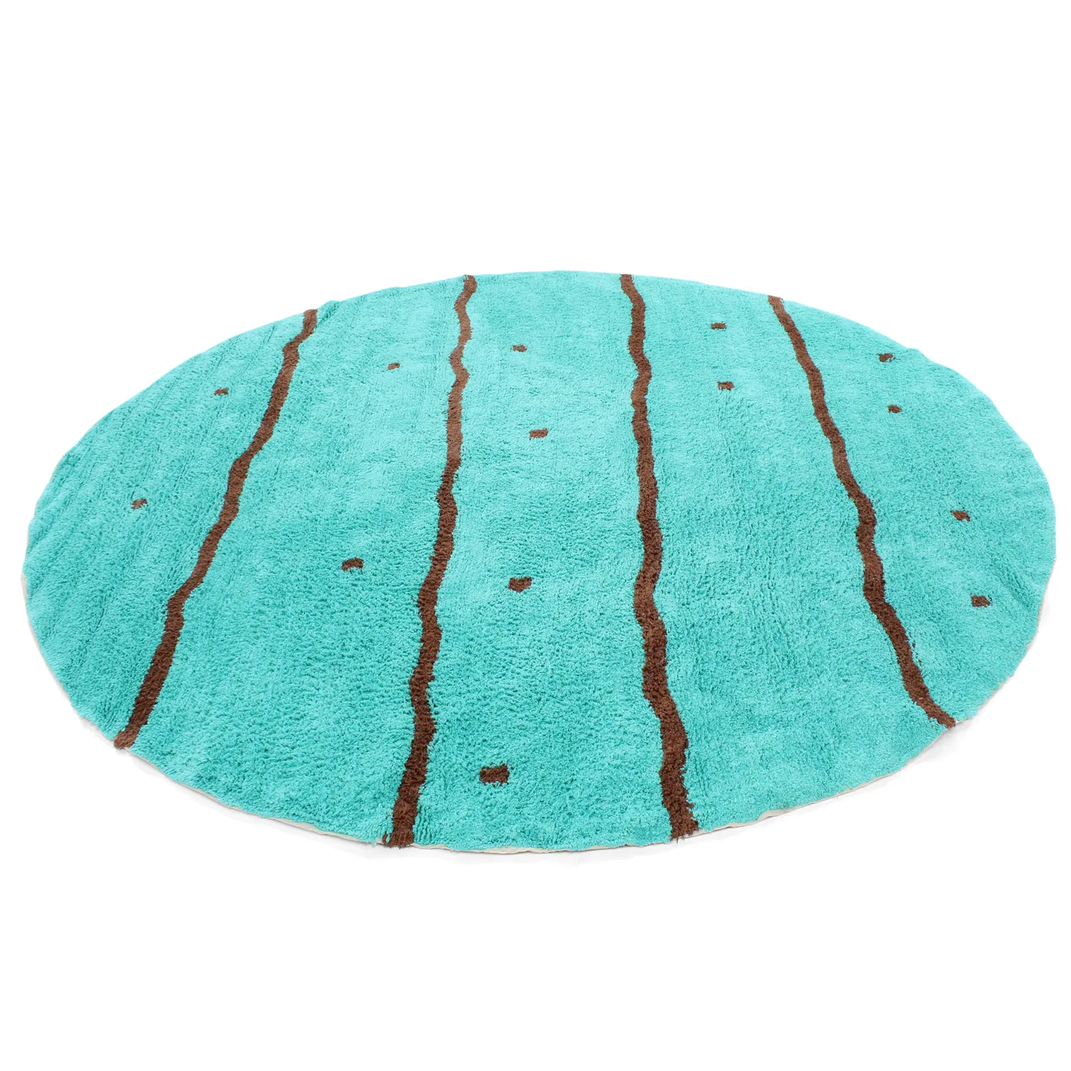Pyöreät matot - Leora Natural Cotton Shaggy (turkoosi/ruskea)