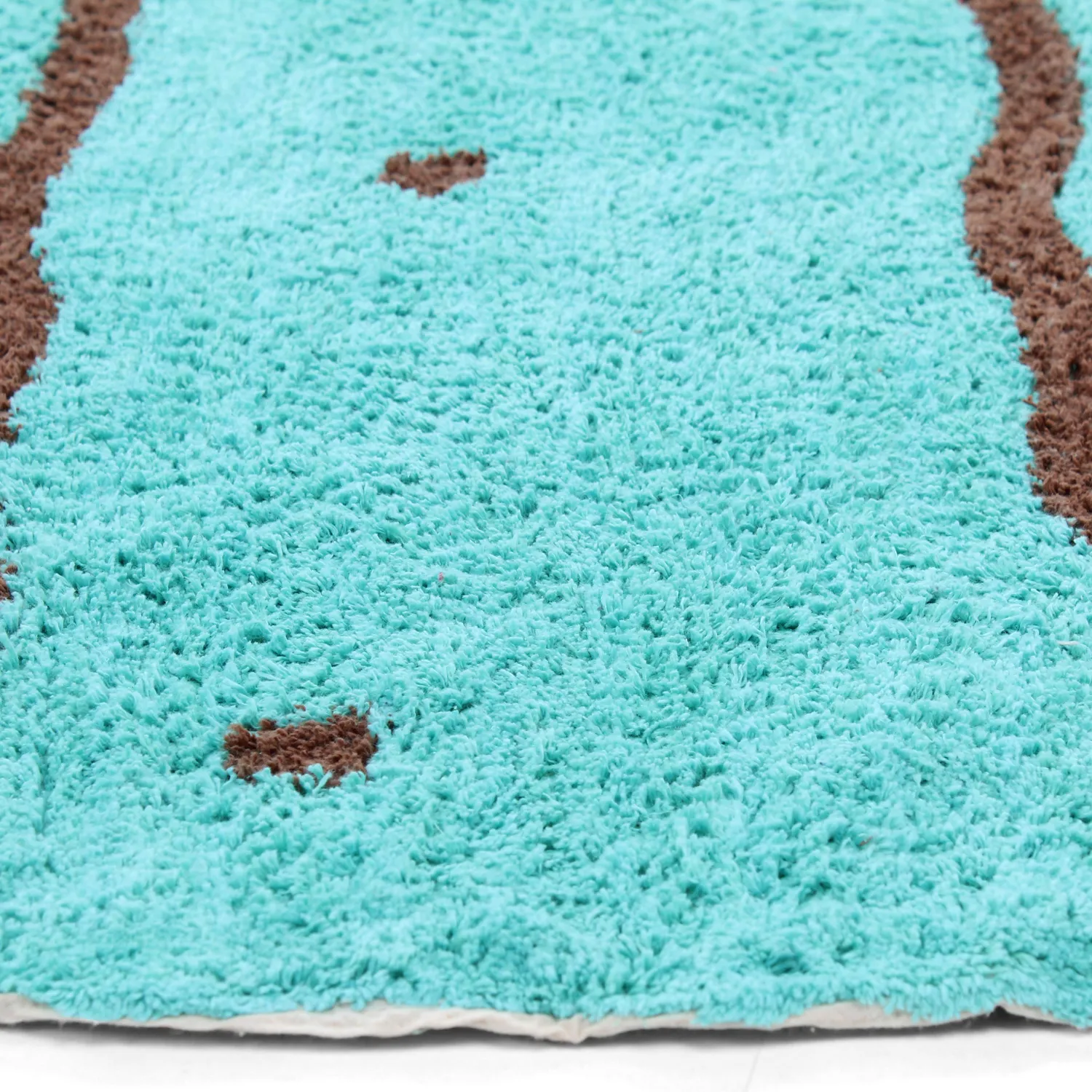 Pyöreät matot - Leora Natural Cotton Shaggy (turkoosi/ruskea)