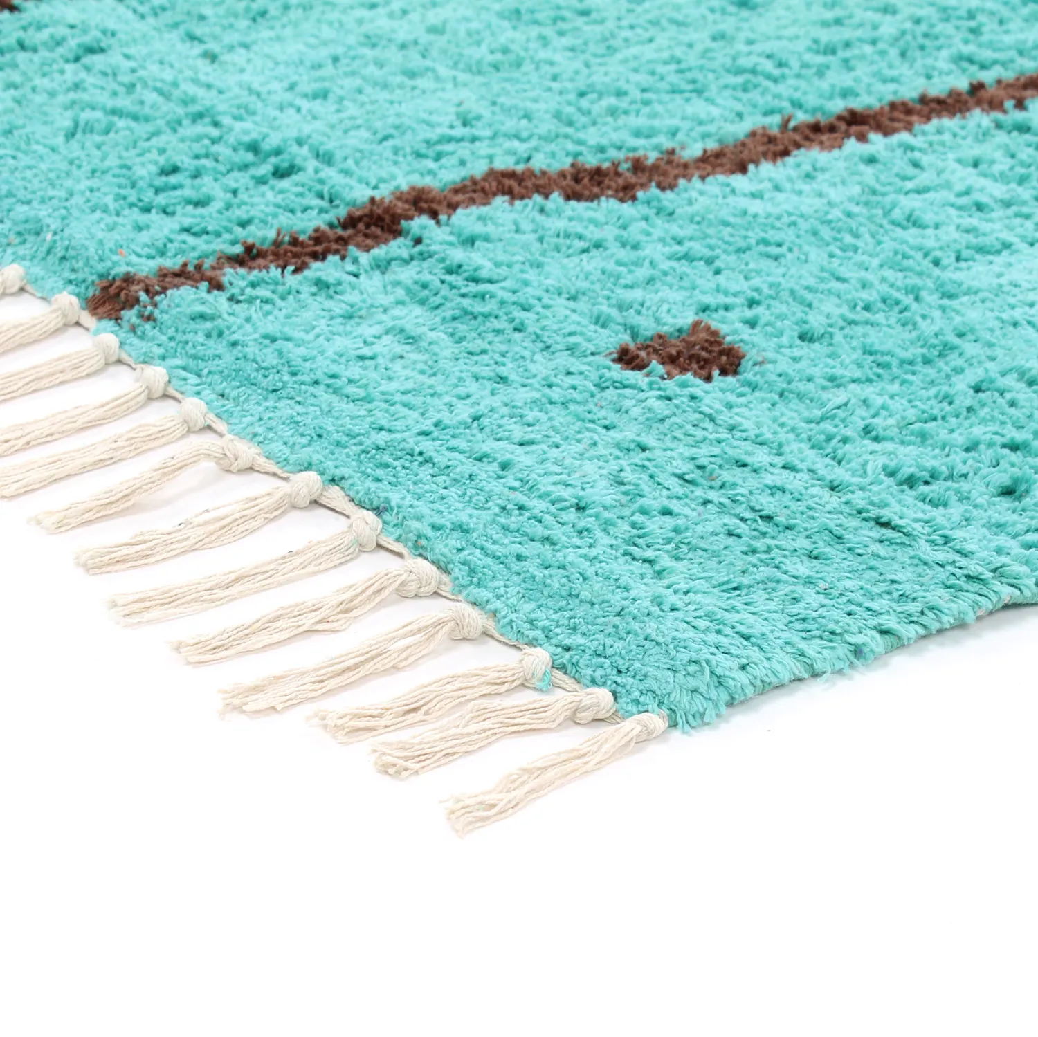 Ryijymatot - Leora Natural Cotton Shaggy (turkoosi/ruskea)