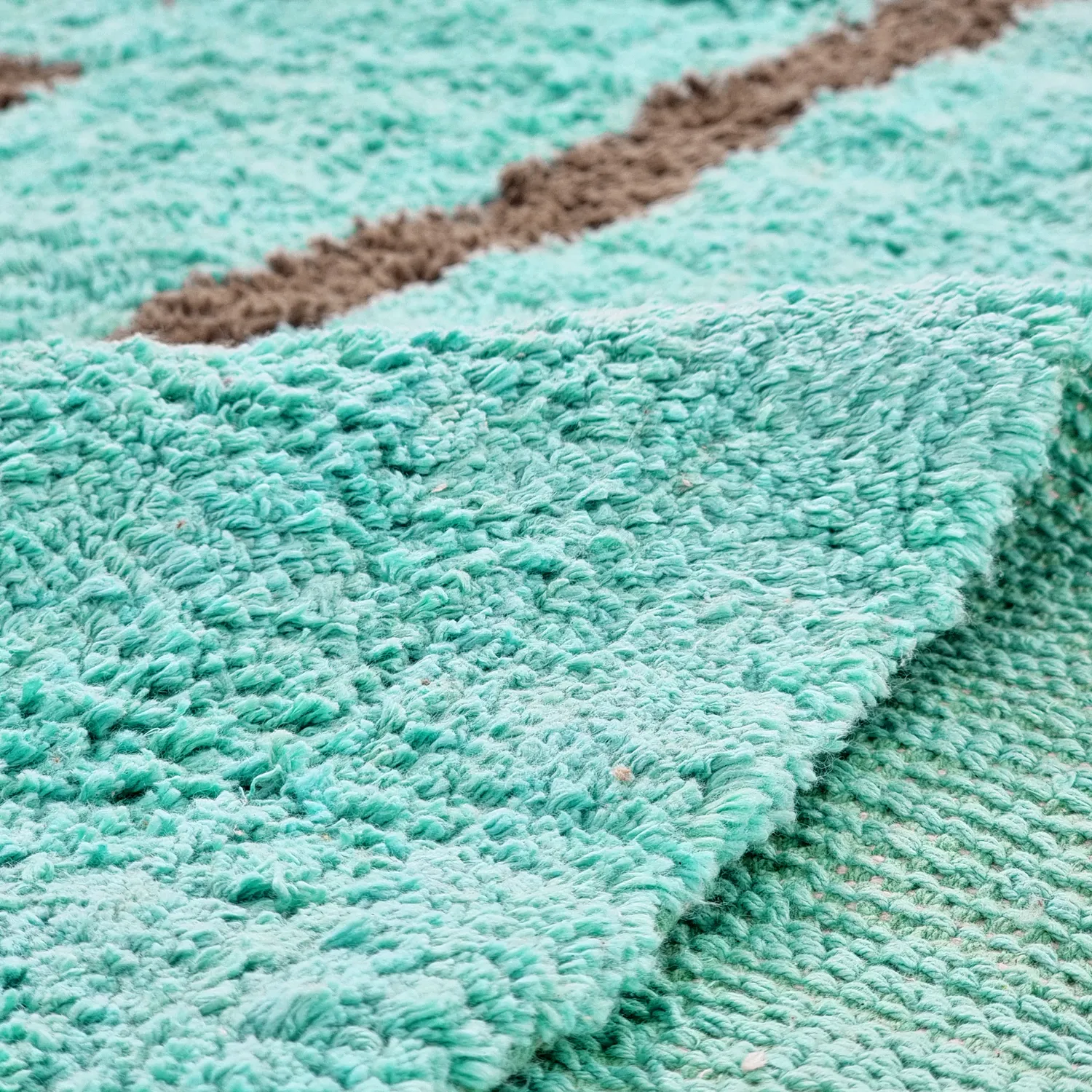 Pyöreät matot - Leora Natural Cotton Shaggy (turkoosi/ruskea)