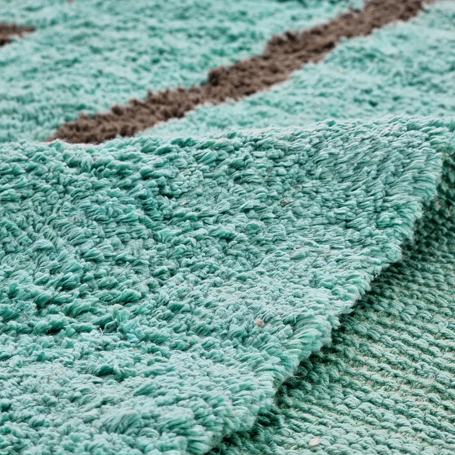 Ryijymatot - Leora Natural Cotton Shaggy (turkoosi/ruskea)