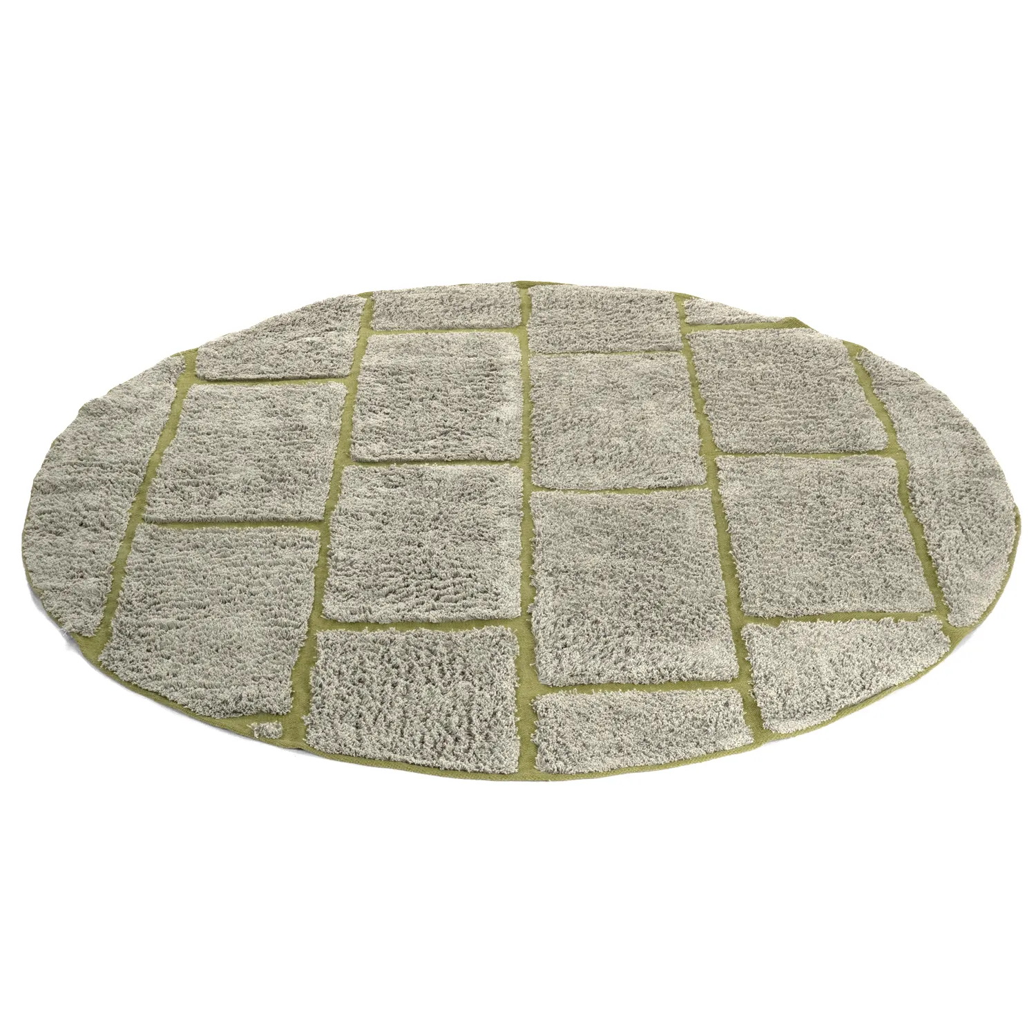 Pyöreä matot - Lindley Natural Cotton Shaggy (greige/vihreä)