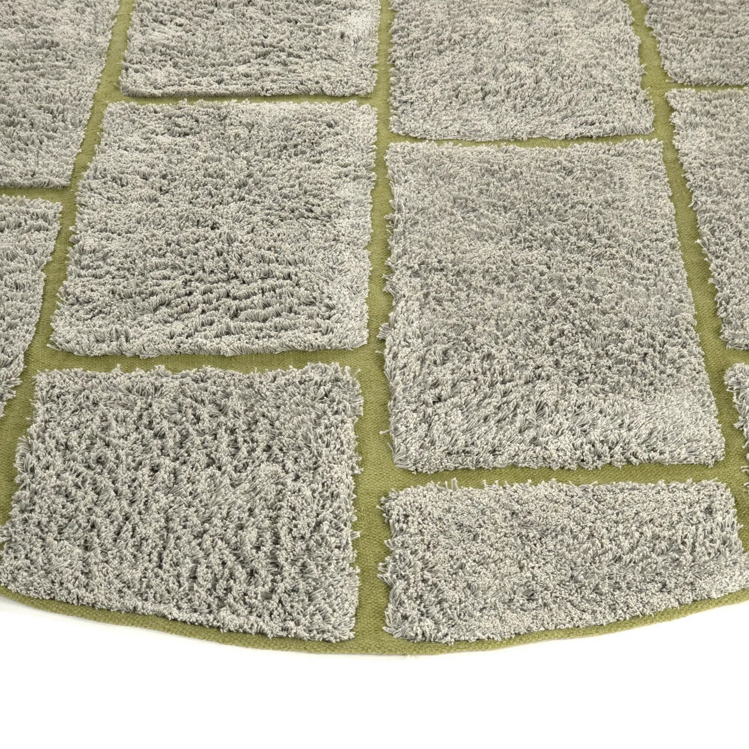 Pyöreä matot - Lindley Natural Cotton Shaggy (greige/vihreä)