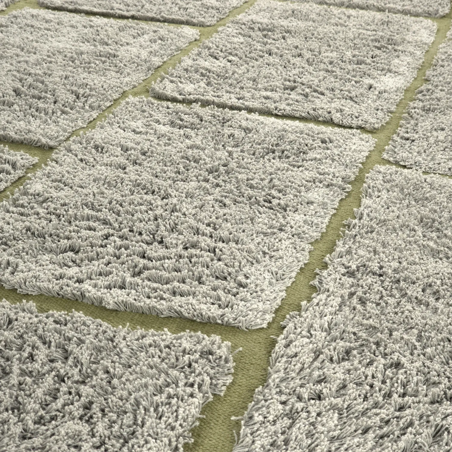 Pyöreä matot - Lindley Natural Cotton Shaggy (greige/vihreä)