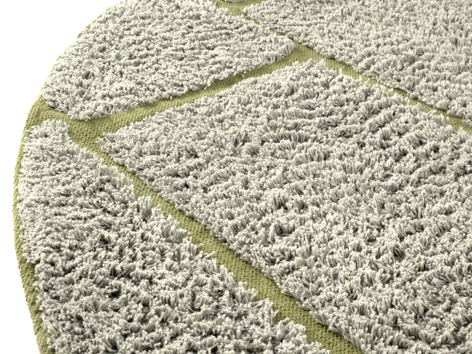 Pyöreä matot - Lindley Natural Cotton Shaggy (greige/vihreä)