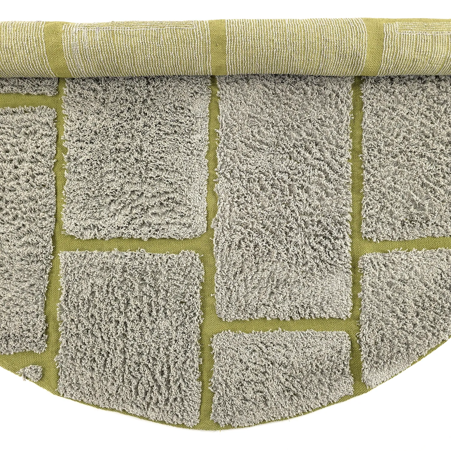 Pyöreä matot - Lindley Natural Cotton Shaggy (greige/vihreä)